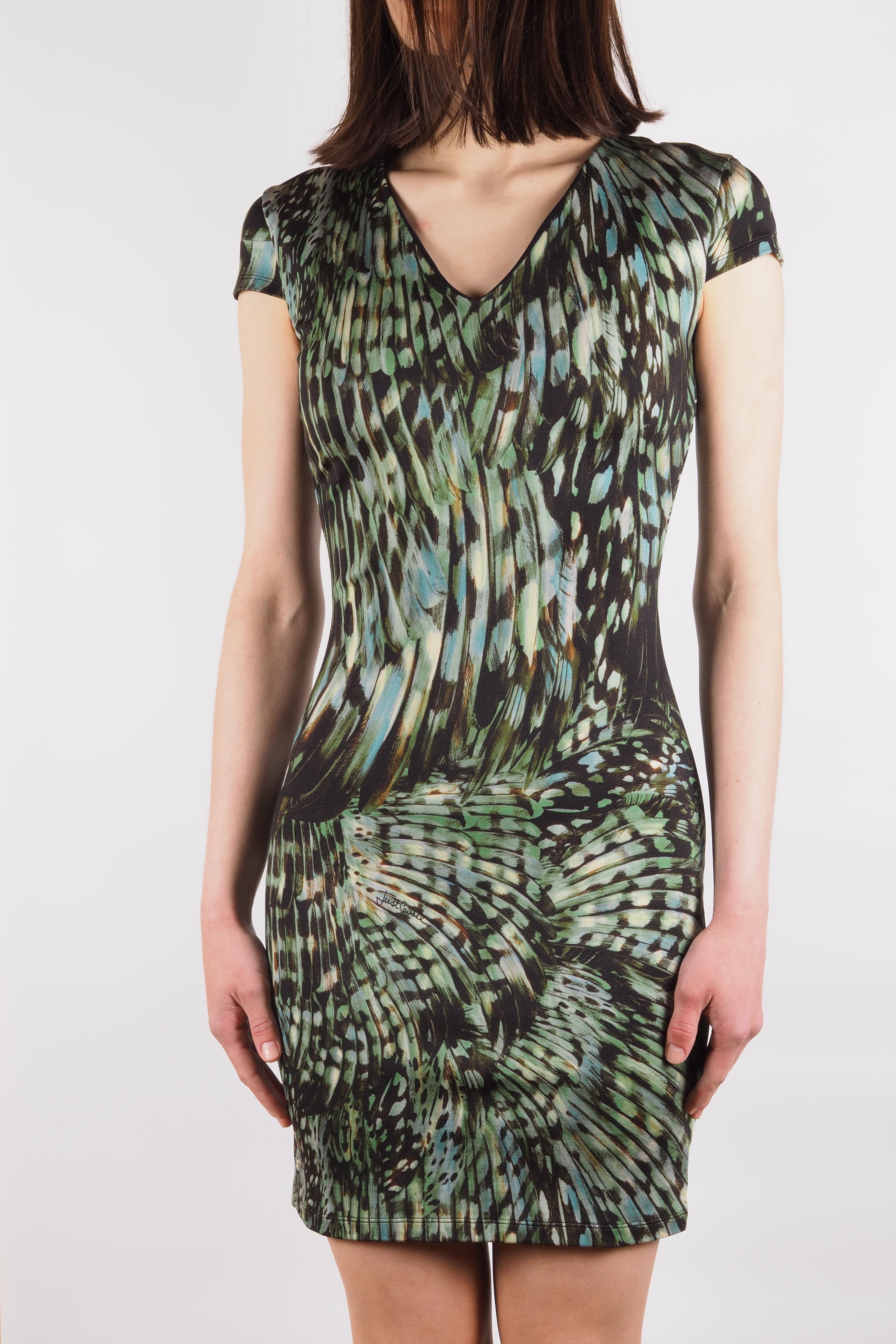 Just Cavalli × Roberto Cavalli Just Cavalli Vintage Bodycon Mini Dress Feather Print Size M / US 6-8 / IT 42-44 - 4 Thumbnail