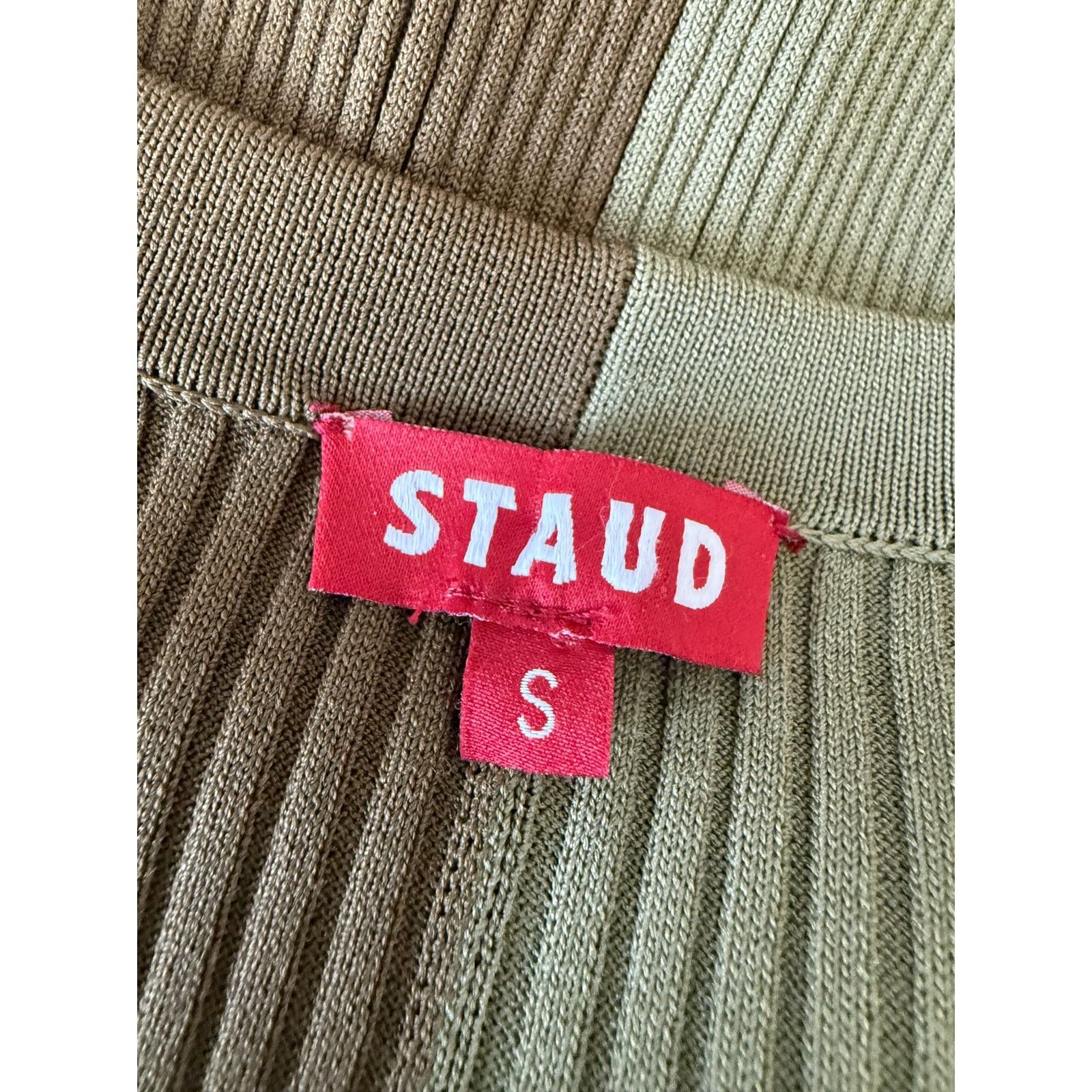 Staud Staud Olive Green Knit Dress Women Button Front S - G010 Size S / US 4 / IT 40 - 4 Thumbnail