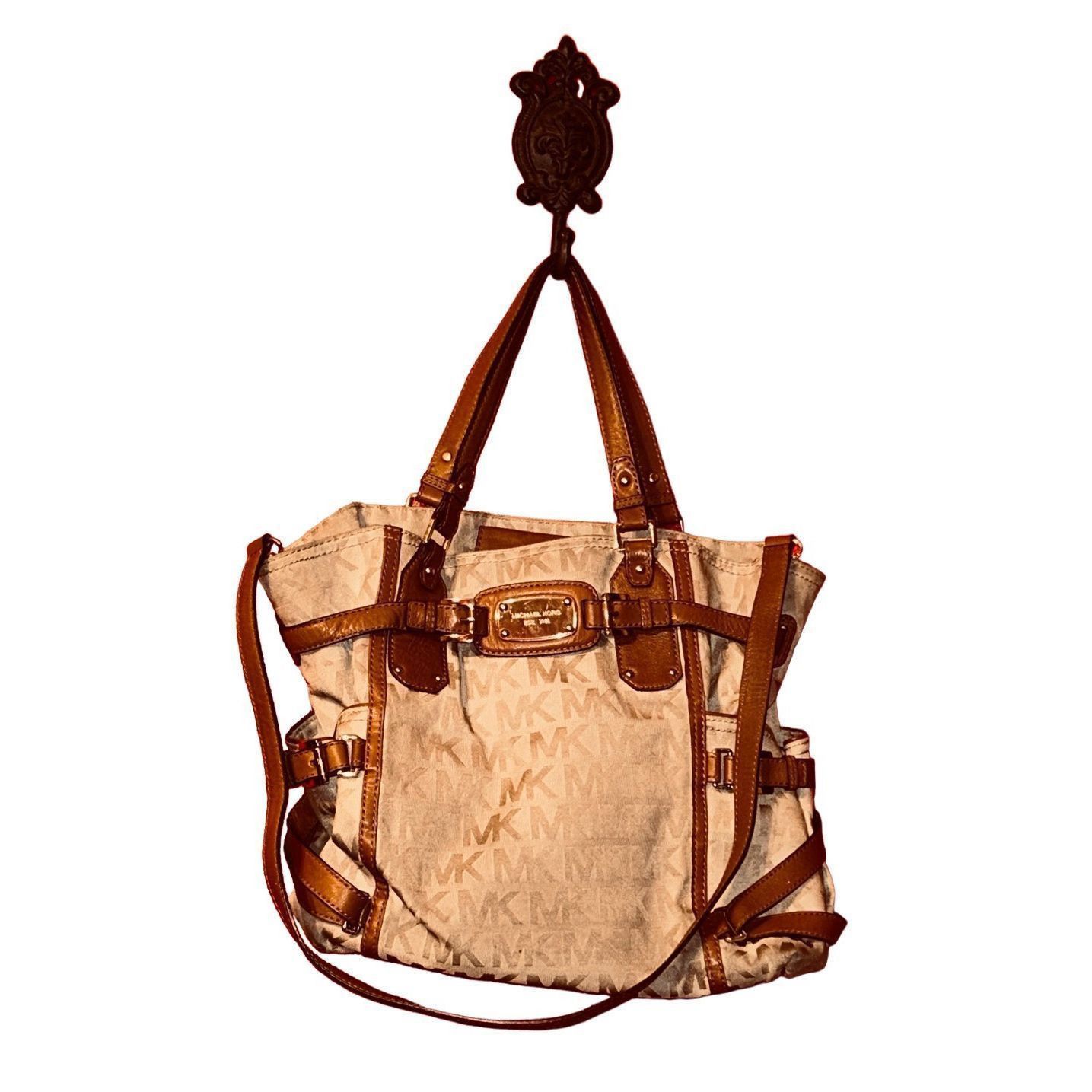 Michael Kors Michael Kors Large MK Tan Purse Shoulder Bag Size ONE SIZE - 1 Thumbnail