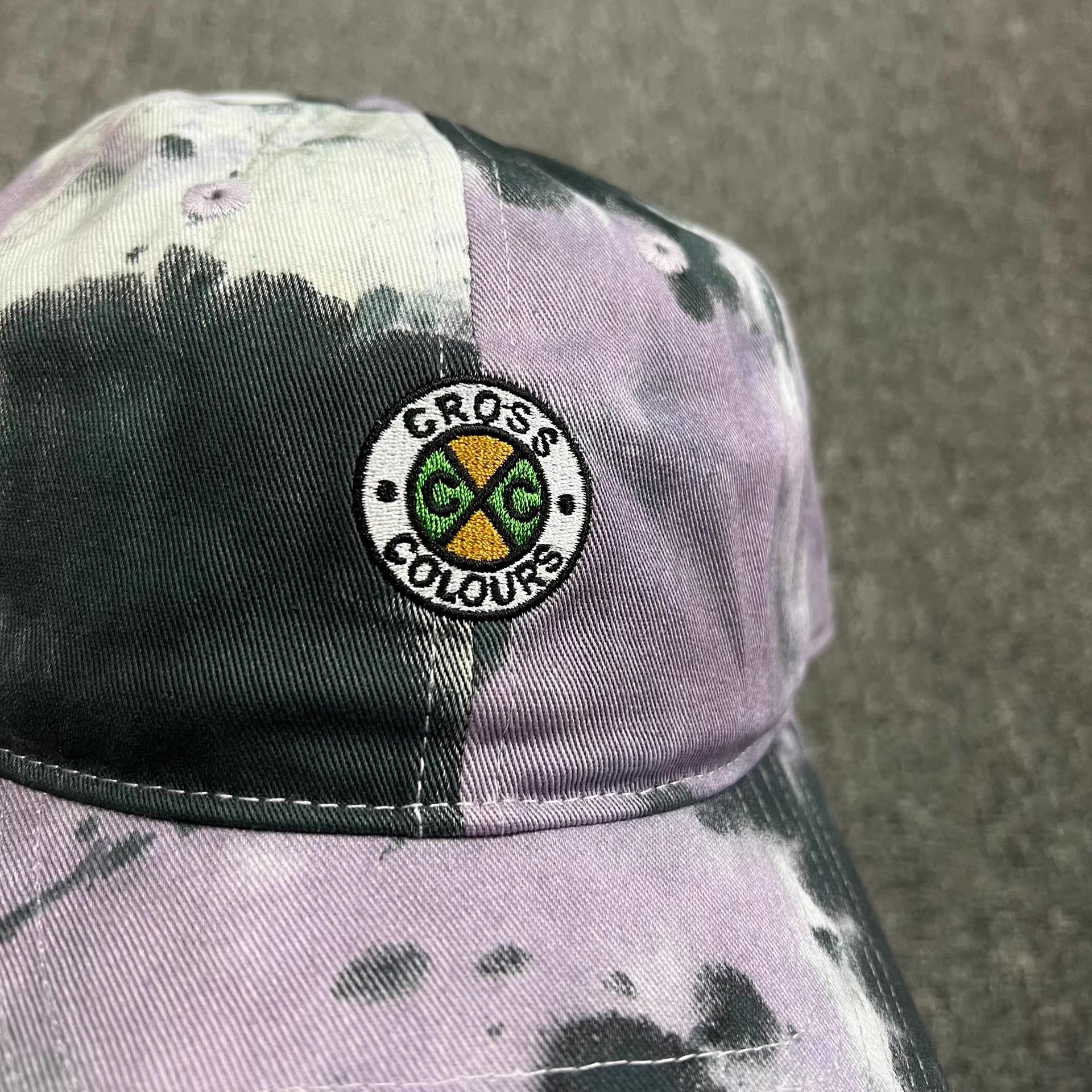 Cross Colours Cross Embroidered Tie-DyeCurvedBrimBaseballCapVisor Q7 Size ONE SIZE - 2 Thumbnail