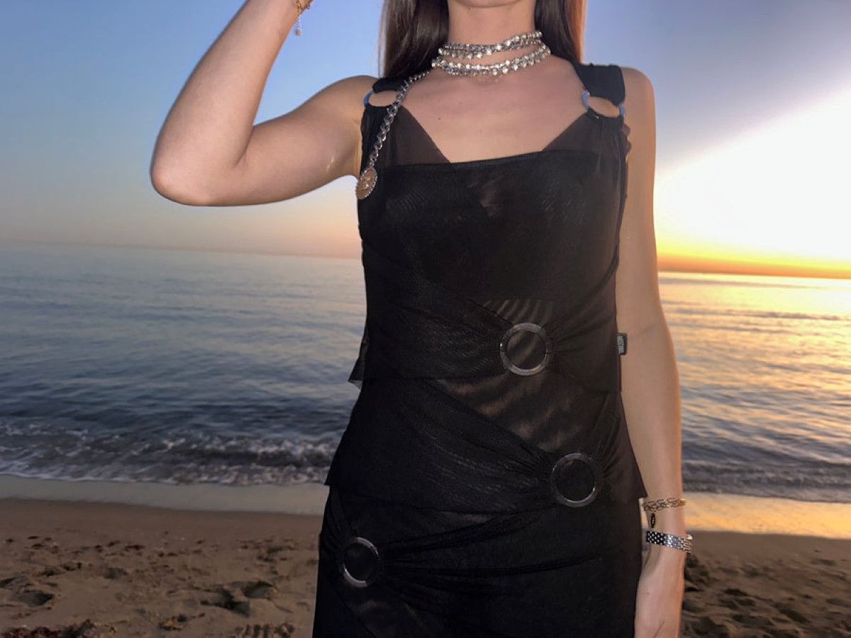 Moschino Moschino Mesh Bondage Metal Ring Black Mini Bodycon Dress Size M / US 6-8 / IT 42-44 - 2 Thumbnail