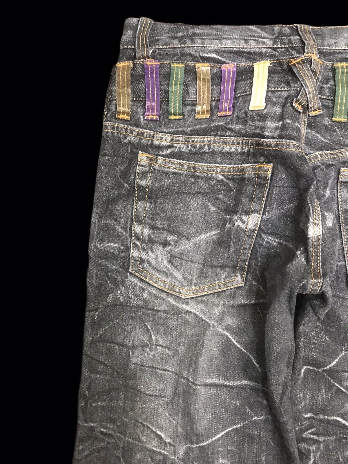 Japanese Brand 💥DOUBLE WAIST💥NYLAUS INSANE FADES DISTRESSED DENIM F427 Size US 32 / EU 48 - 14 Thumbnail