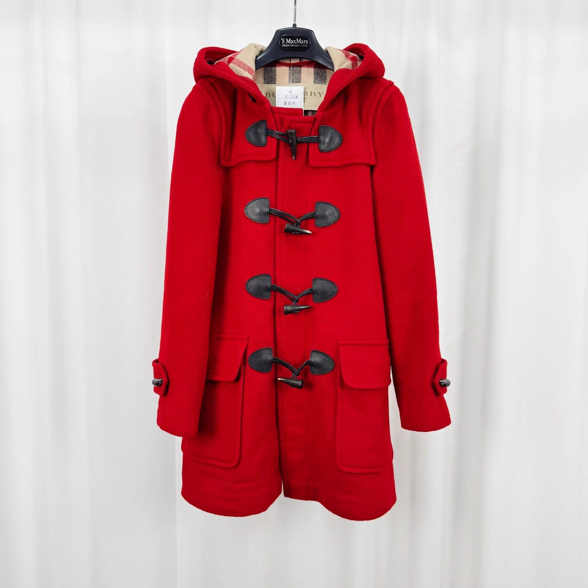 Burberry Burberry Wool Coat Check Lining Horn Buttons UK4 99 New Size XS / US 0-2 / IT 36-38 - 1 Thumbnail