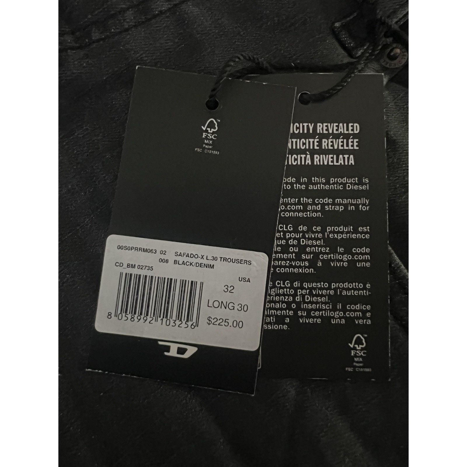 Diesel Diesel Mens Safado Straight Jeans RM063 Black Size 32/30 Size US 32 / EU 48 - 7 Thumbnail