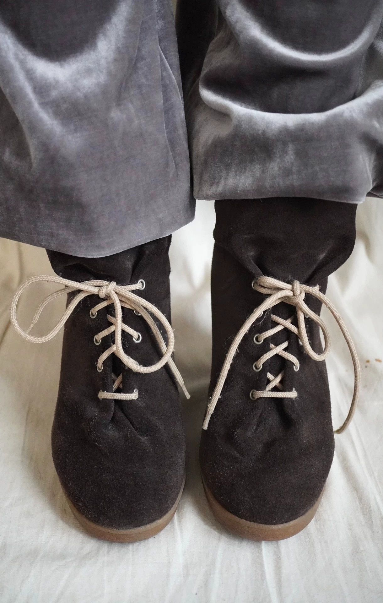 Maison Margiela Margiela mm6 05 Brown Suede Lamb Fur Wedge Short Boots 37 (36) Size US 6.5 / IT 36.5 - 4 Thumbnail