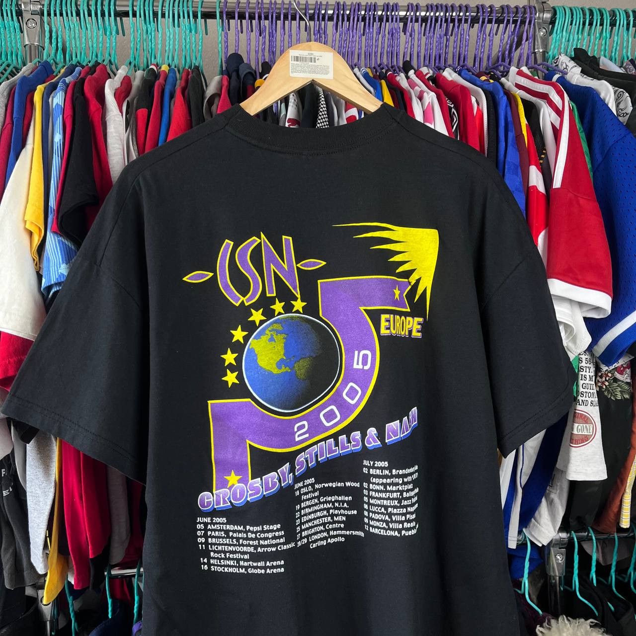 Vintage CSN Crosby, Stills & Nash 2005 Folk Rock Europe Tour Tshirt Size US XL / EU 56 / 4 - 7 Thumbnail