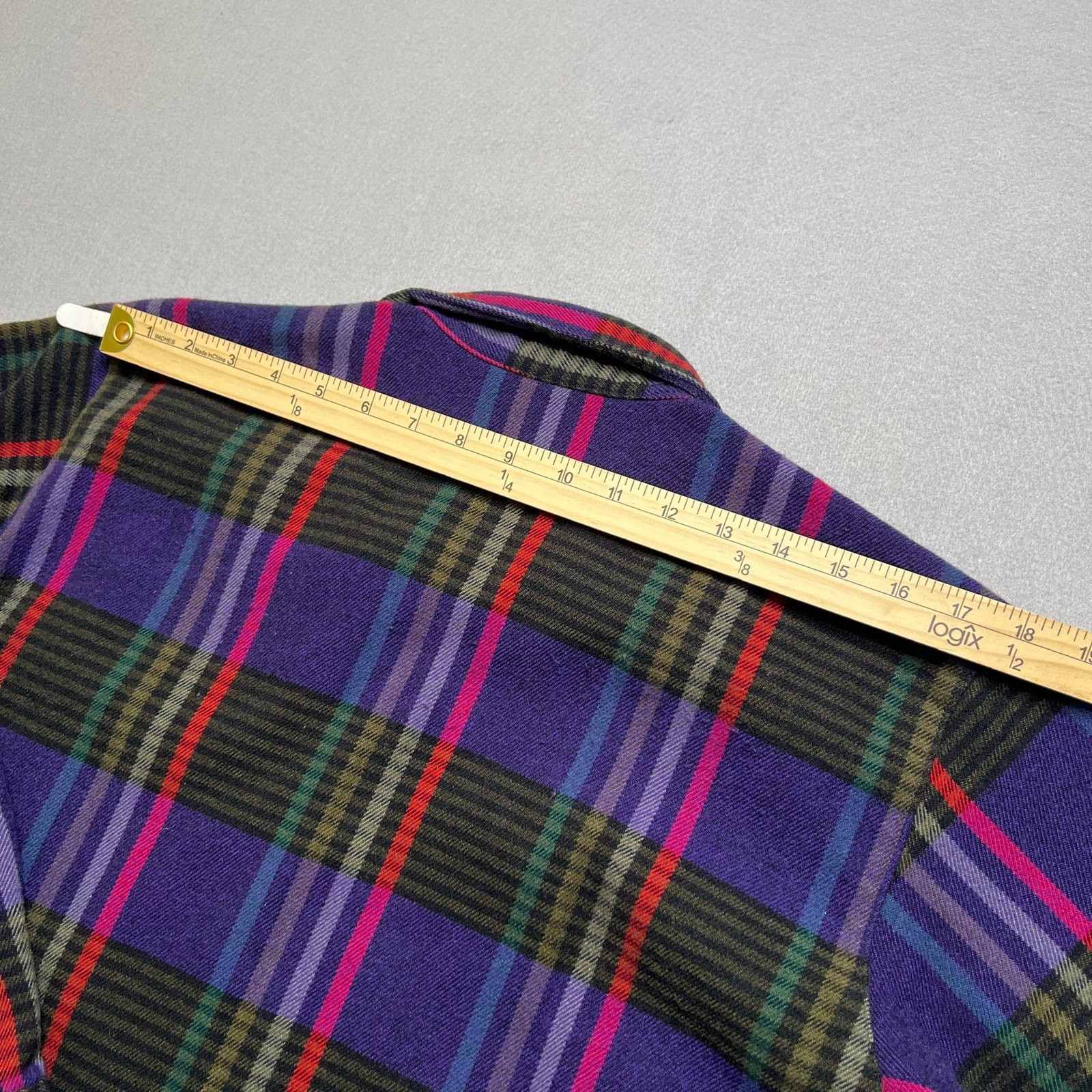 Vintage Vintage 90s Wool Blend Flannel Shirt Mens M/L Purple Plaid Size US L / EU 52-54 / 3 - 11 Thumbnail