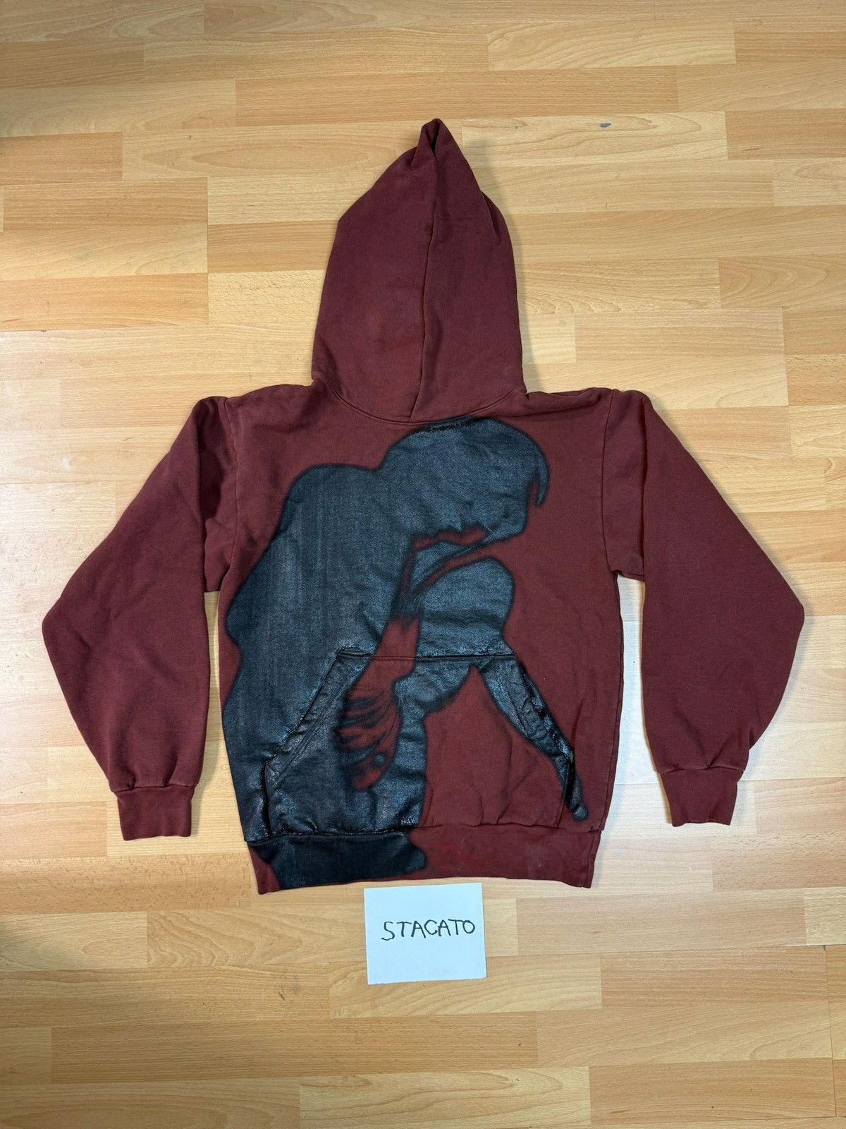 Other × Vintage Vintage Spray Paint Hoodie Maroon Small Size US S / EU 44-46 / 1 - 1 Thumbnail