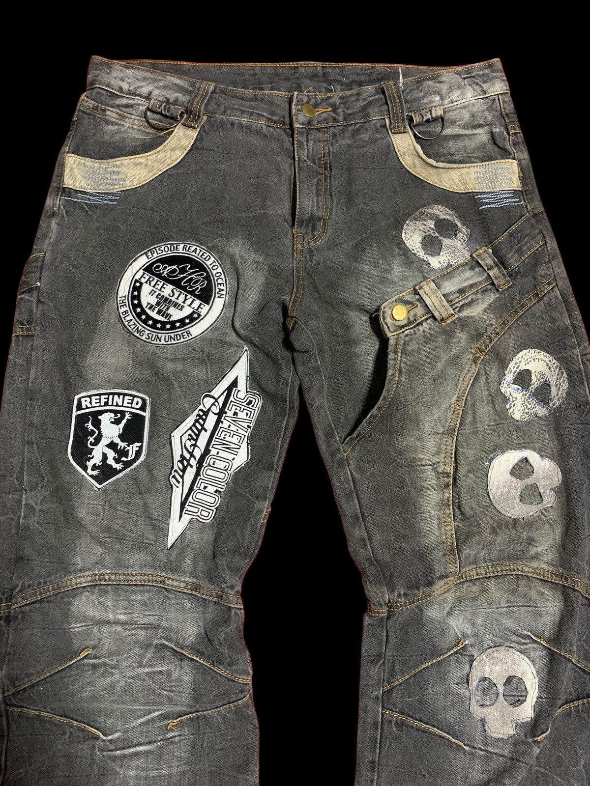 Japanese Brand vintage bondage punk skull head waist half back front Denim Size US 37 - 11 Thumbnail