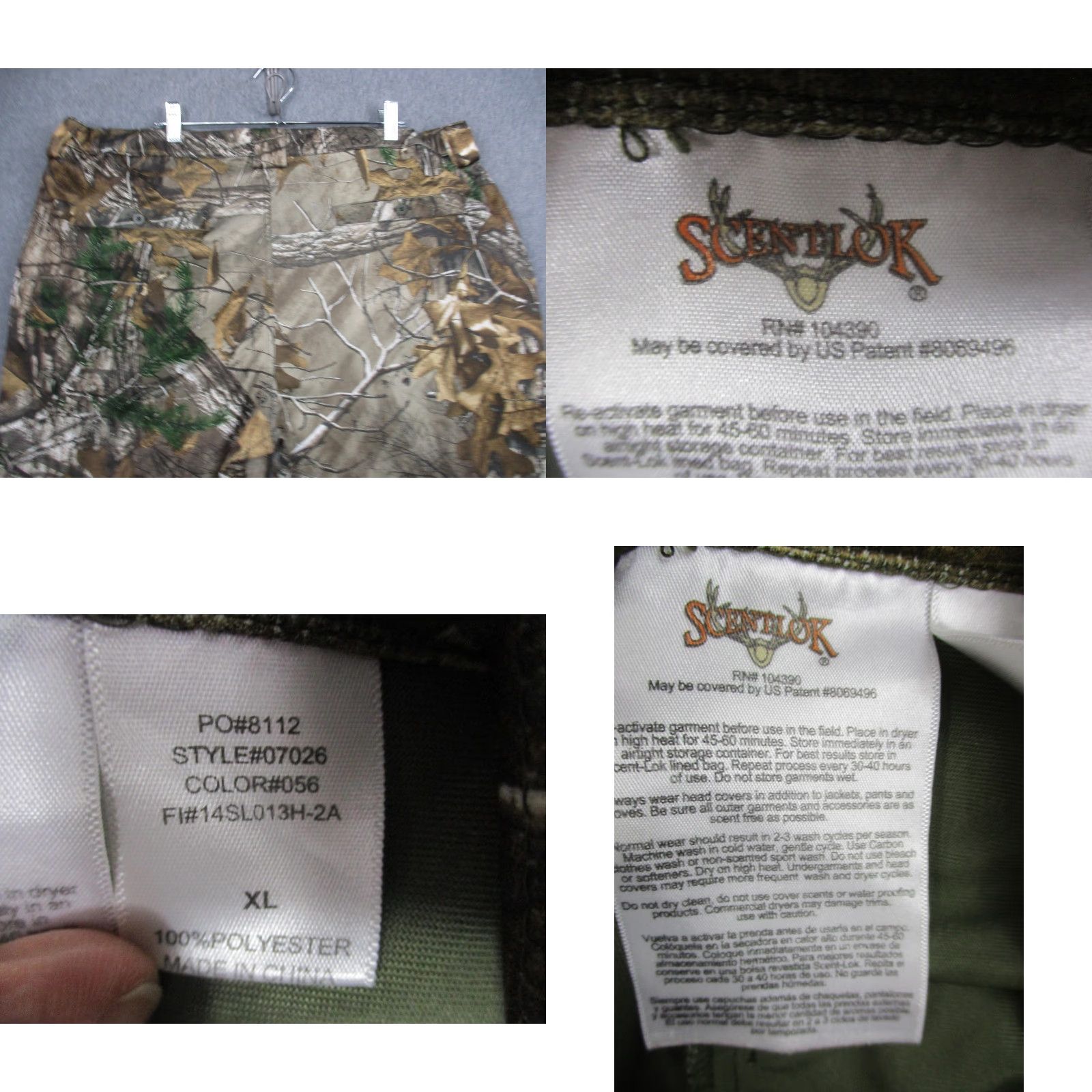 Realtree ScentLok Hunting Pants Mens XL Realtree Xtra Camo Style 07026 Khakis Pockets Zip Inseam 32 100% Polyester Brown Camouflage Made in China Mens Size US 36 / EU 52 - 8 Thumbnail