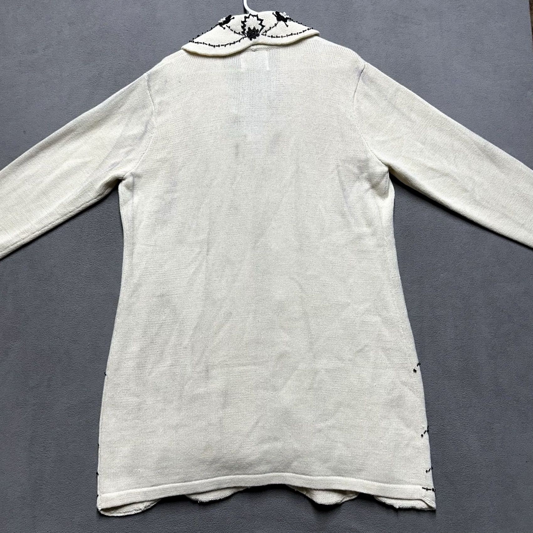 Vintage VINTAGE Storybook Knits Sweater Women 1X Long Floral Cardigan Open Front Ivory Forever Famous Size XL / US 12-14 / IT 48-50 - 2 Thumbnail
