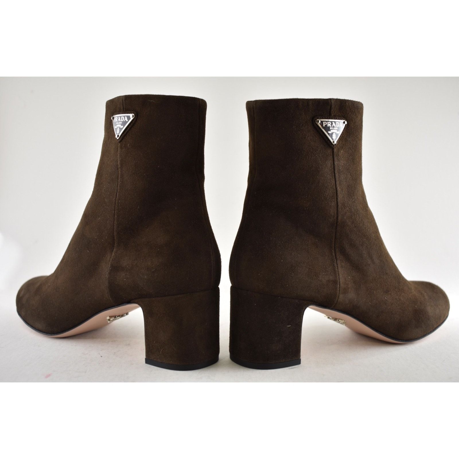 Prada Prada 55MM Moro Chocolate Brown Suede Logo Short Ankle Size US 7.5 / IT 37.5 - 13 Thumbnail
