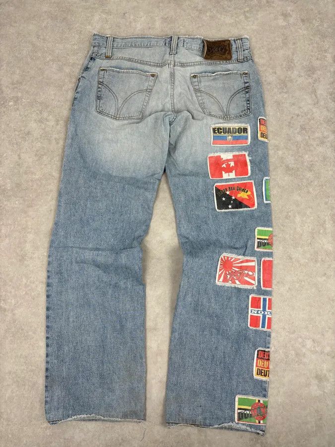 Dolce & Gabbana AW2004 Dolce & Gabbana Light Blue Distressed Patch Flag Denim Jeans Size US 32 / EU 48 - 6 Thumbnail