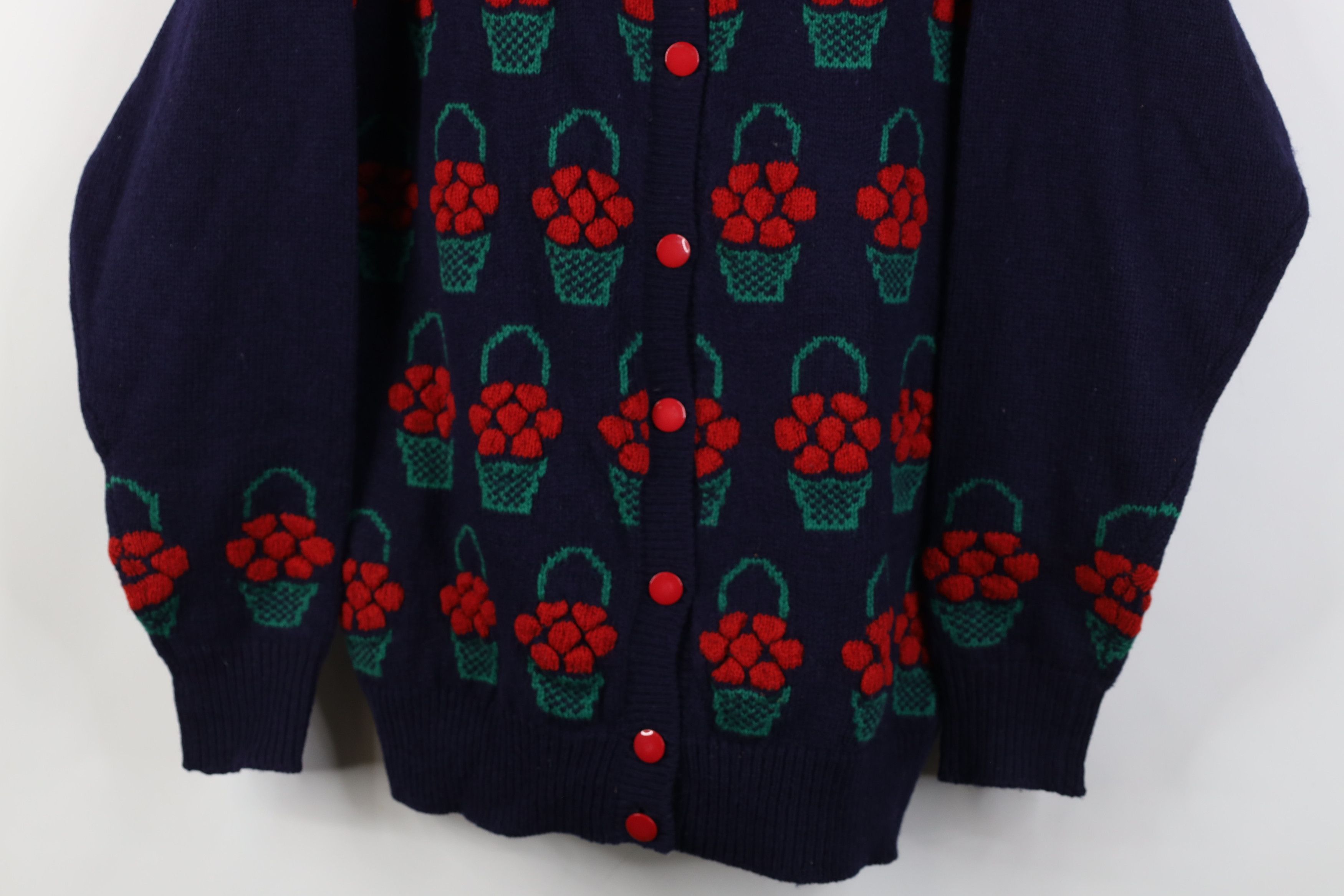 Vintage Vintage 90s Streetwear Basket Wool Knit Cardigan Sweater Size L / US 10 / IT 46 - 3 Thumbnail