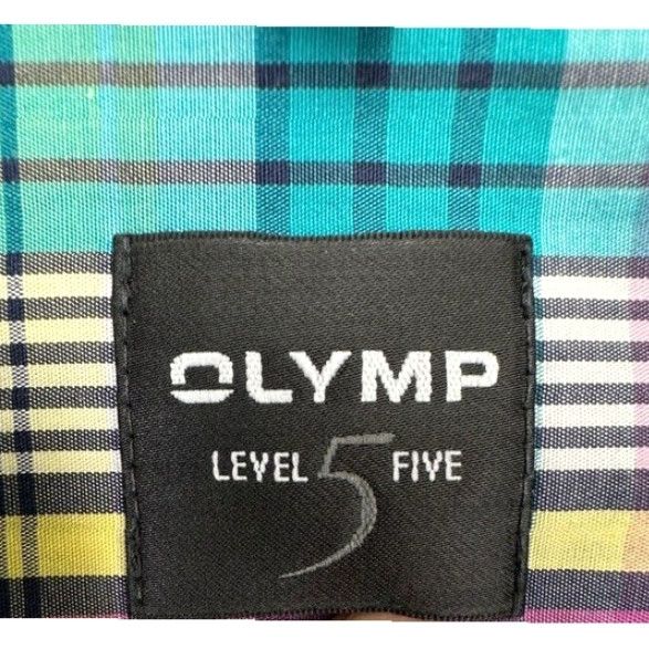 Vintage Olymp Level Five Dress Shirt Mens 15.3-4 40 Multi Plaid Body Fit Button Up Size 42R - 4 Thumbnail