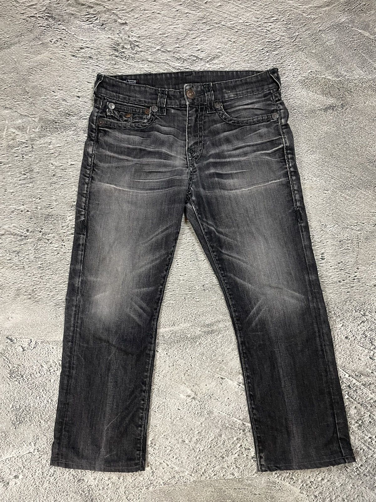True Religion True Religion black dark grey jeans thick stitching Ricky Size US 34 / EU 50 - 2 Thumbnail