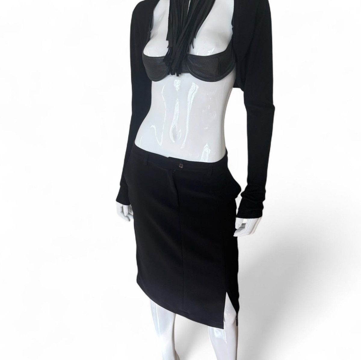 Other Euro Vintage 90s Parisian🇫🇷 Low- Rise Black Midi Skirt Size 26" / US 2 / IT 38 - 3 Thumbnail