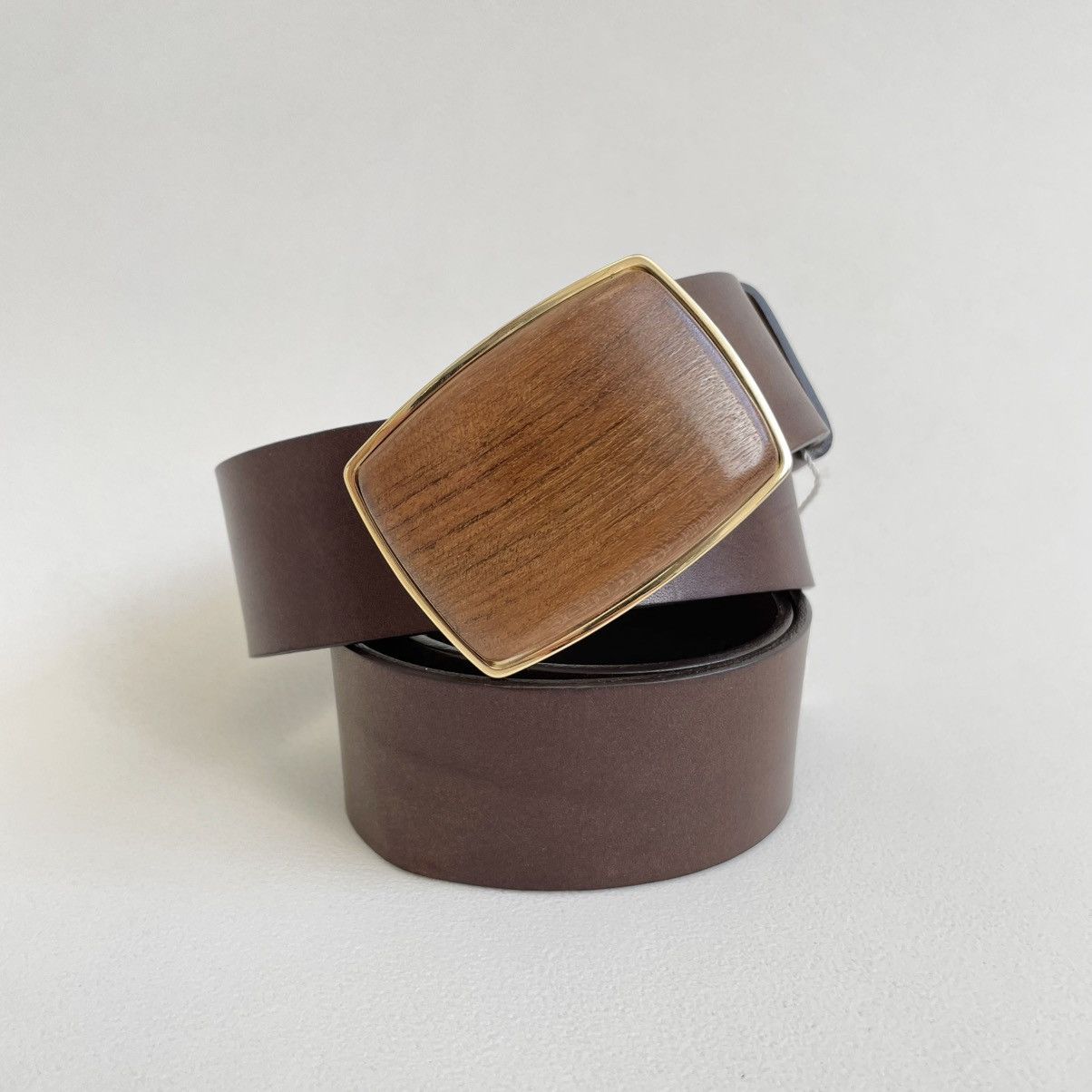 Maison Margiela S/S 11 ‘Woodgrain’ Buckle Leather Belt Size 36 - 2 Thumbnail