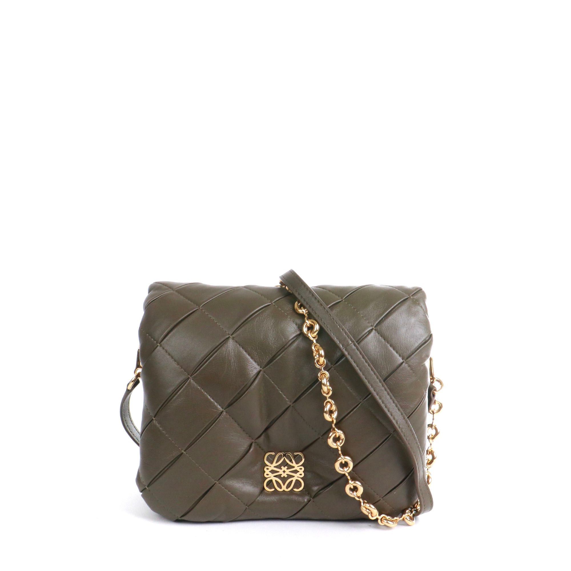 Loewe LOEWE - Loewe Goya Puffer shoulder bag in khaki leather Size ONE SIZE - 1 Thumbnail