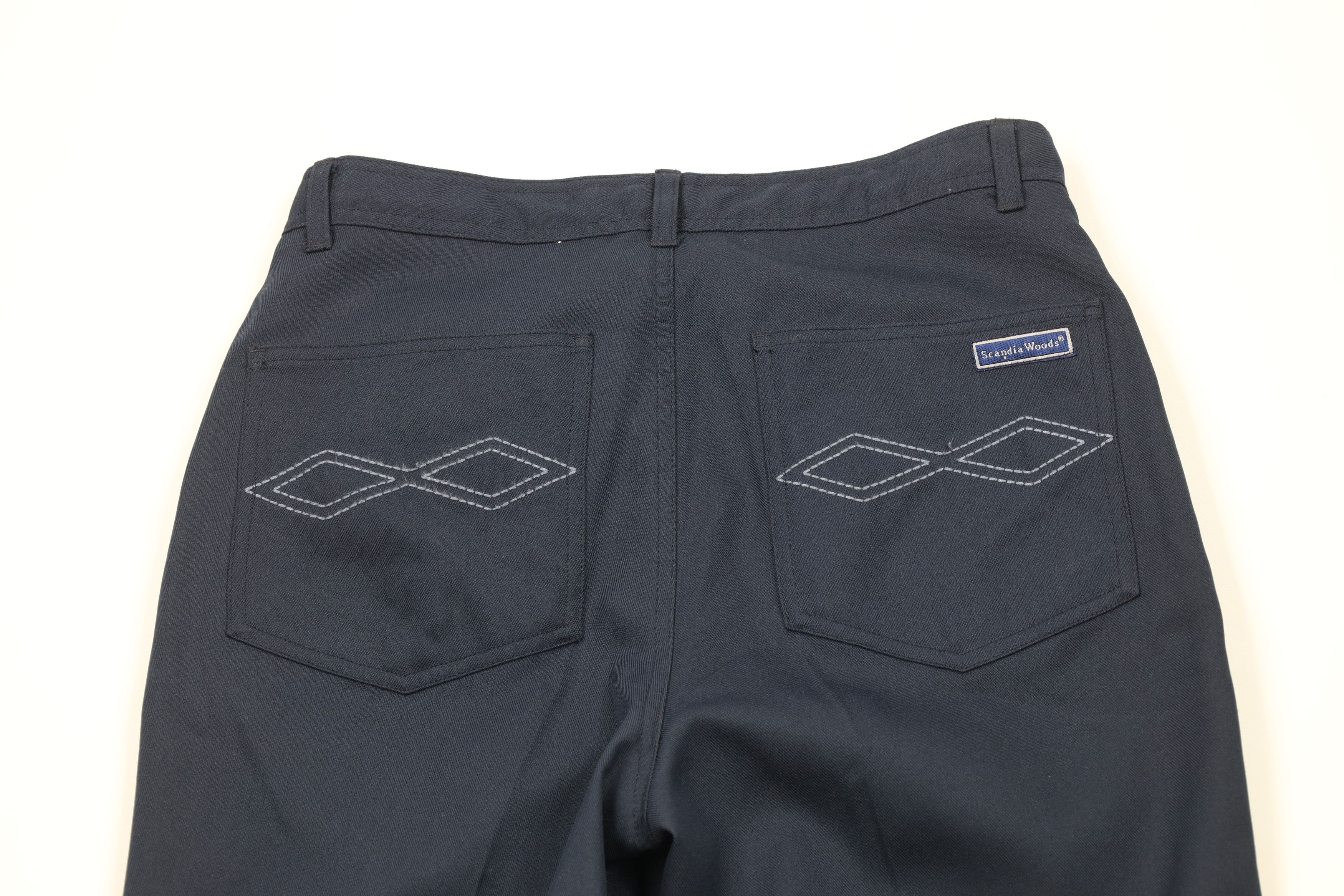Vintage Vintage 90s Streetwear Flared Wide Leg Chino Pants Navy Blue Size US 30 / EU 46 - 10 Thumbnail