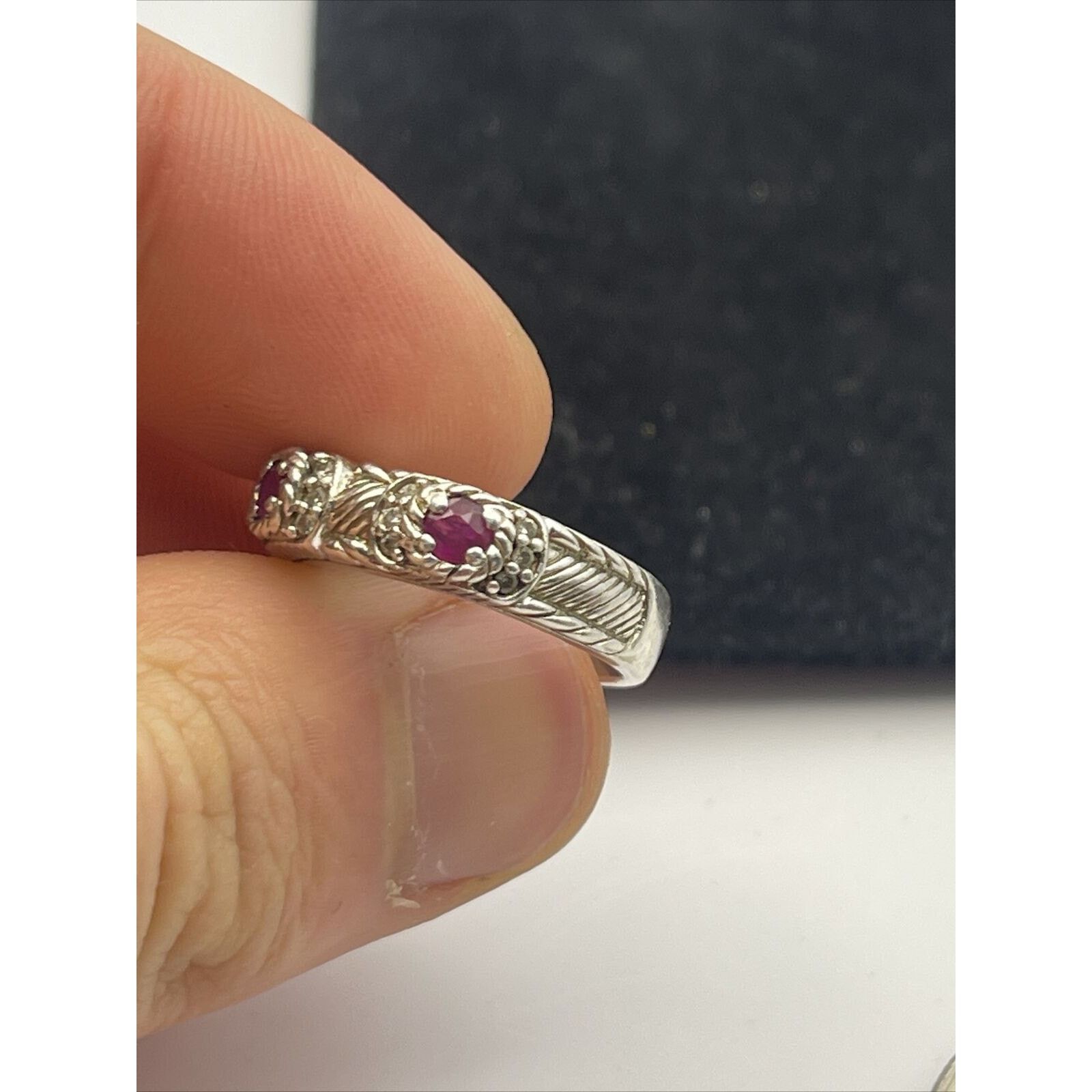 Vintage Judith Ripka Ruby Ring Estate Sterling Silver CZ Size 5 Size ONE SIZE - 9 Thumbnail