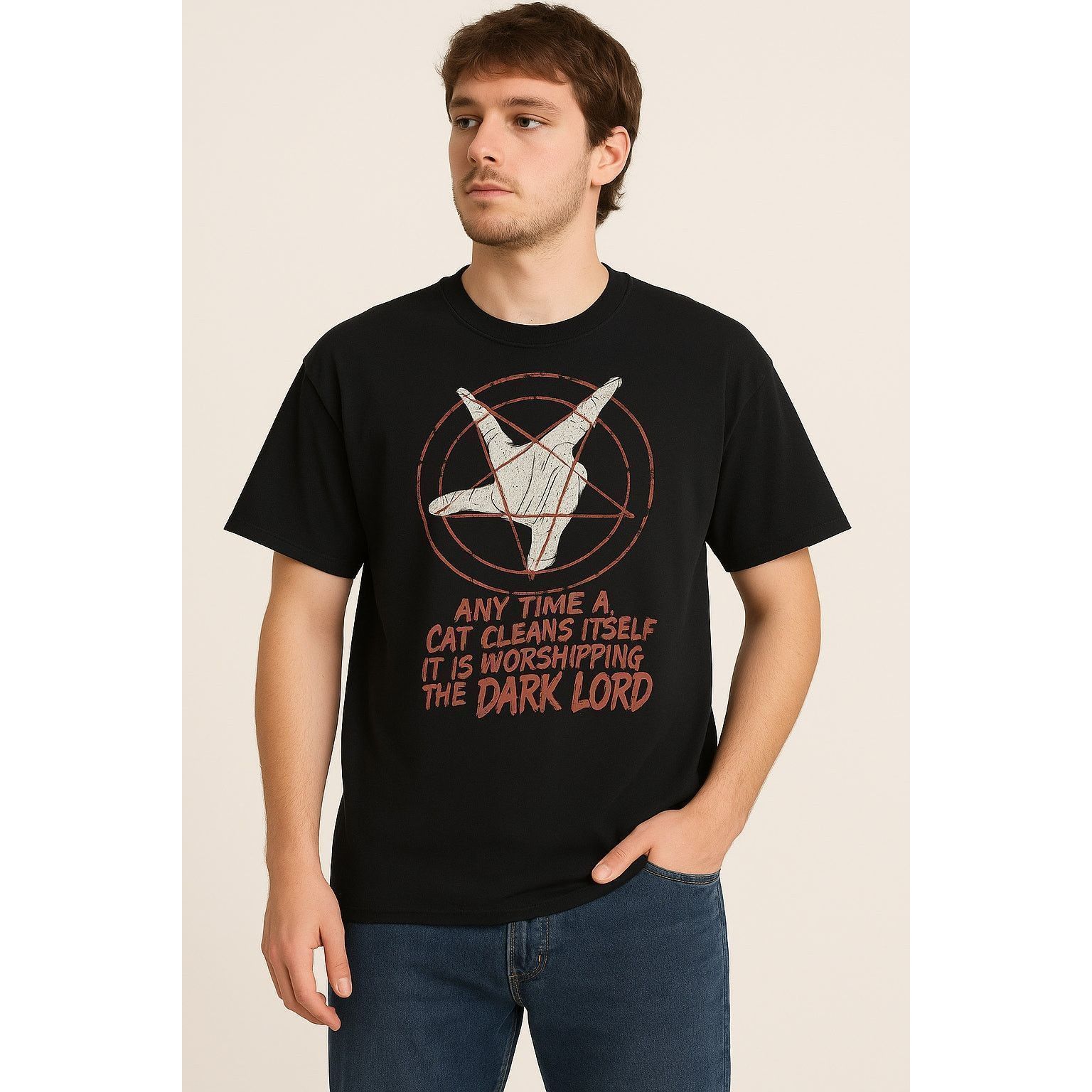 Gildan Goth Grunge Metal Graphic Tee Pentagram Dark Lord Quote 2XL Size US XXL / EU 58 / 5 - 1 Thumbnail