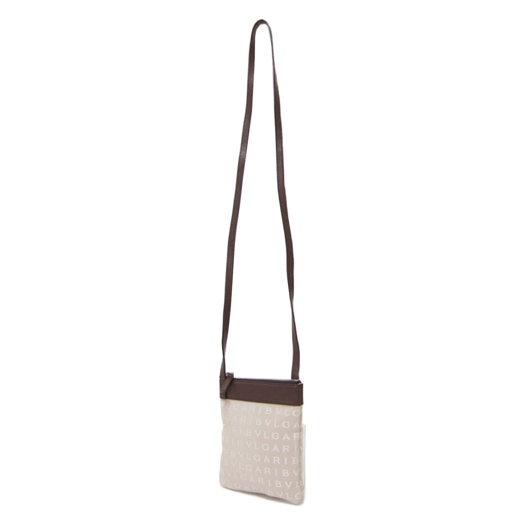 Bvlgari BVLGARI Bulgari Bag Beige Brown Mania Pochette Shoulder Crossbody Canvas Leather Women's Size ONE SIZE - 1 Thumbnail