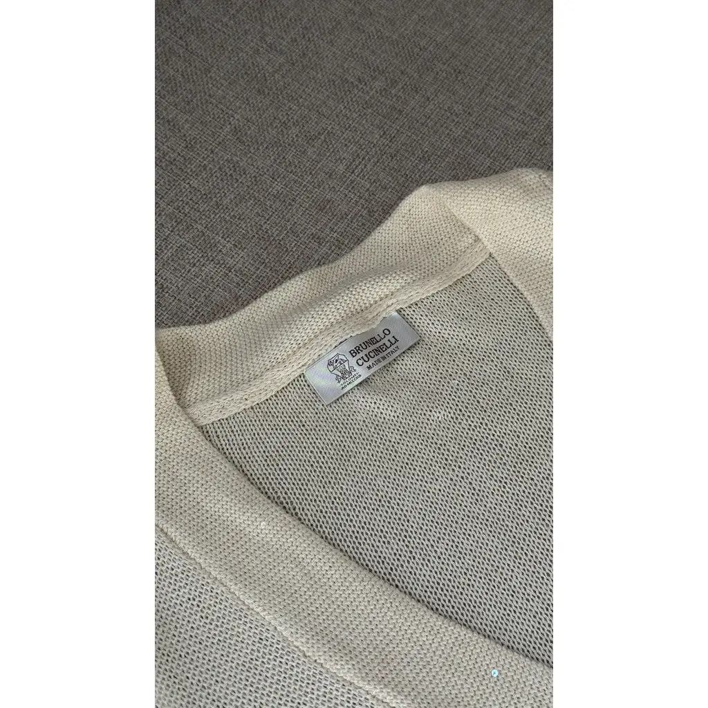 Brunello Cucinelli Brunello Cucinelli Beige Sequin Linen Silk Knit Mini Dress L Size L / US 10 / IT 46 - 6 Thumbnail