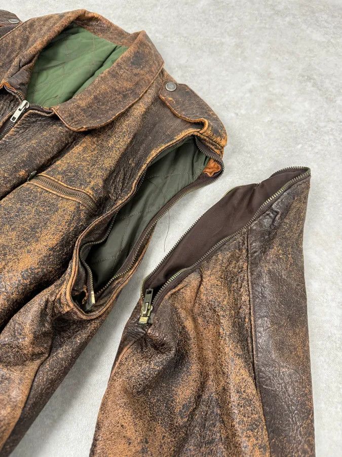 Studio D'Artisan Archive Brown Eroded Leather Jacket with Detachable Sleeves Size US L / EU 52-54 / 3 - 7 Thumbnail