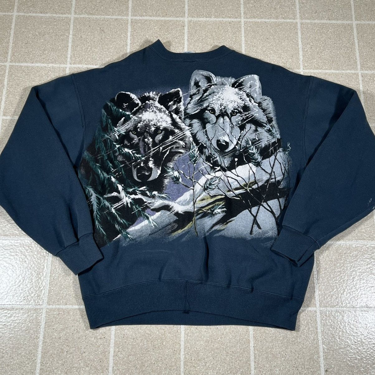 Vintage Wolf All Over Print Front Back Nature Sweatshirt Crewneck XL Size US XL / EU 56 / 4 - 3 Thumbnail