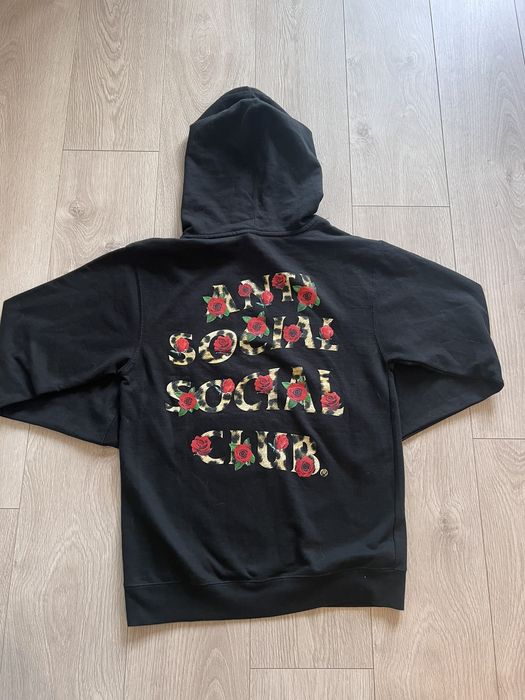 Vintage Anti Social Social Club Flowers Cheetah Hoodie Sweatshirt