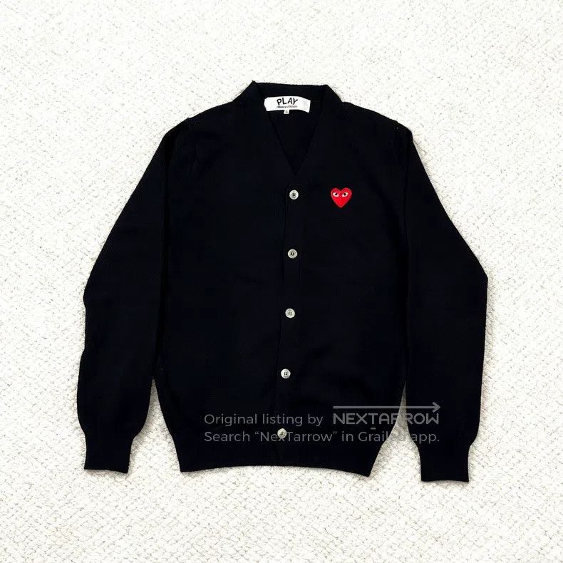 Comme Des Garcons Red Heart Wool Cardigan Black