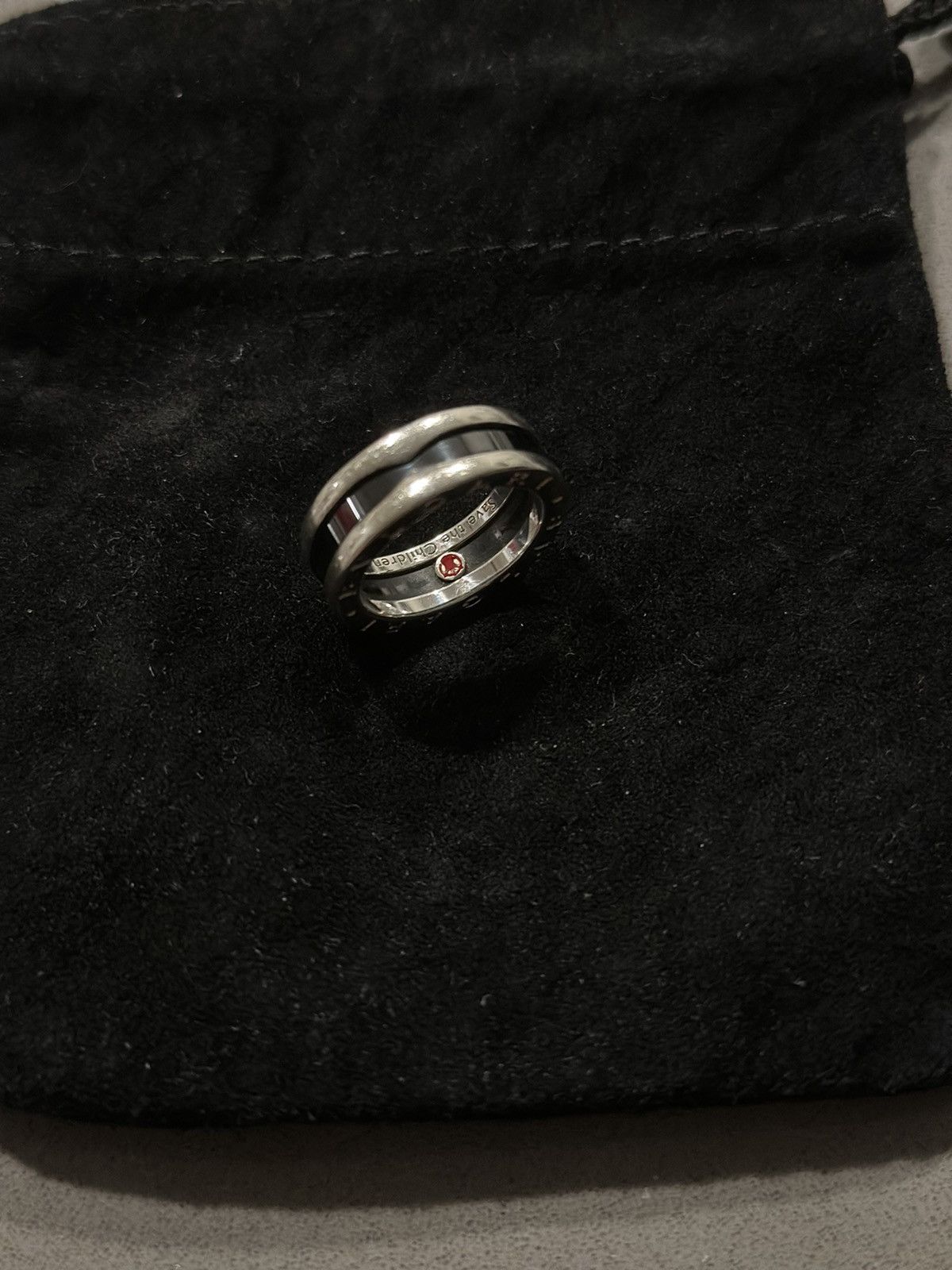 Bvlgari Bvlgari Save the Children Silver and Black Ceramic Ring Size ONE SIZE - 4 Thumbnail