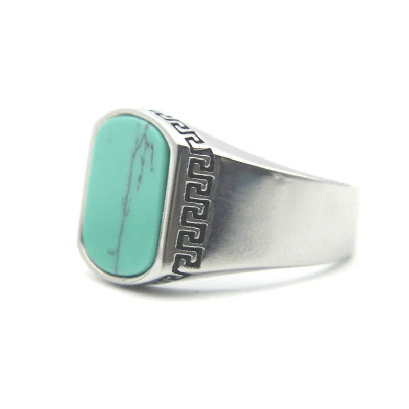 Jewelry Solid Green Stone Punk Biker Ring (size 7 to 13) Size ONE SIZE - 2 Thumbnail