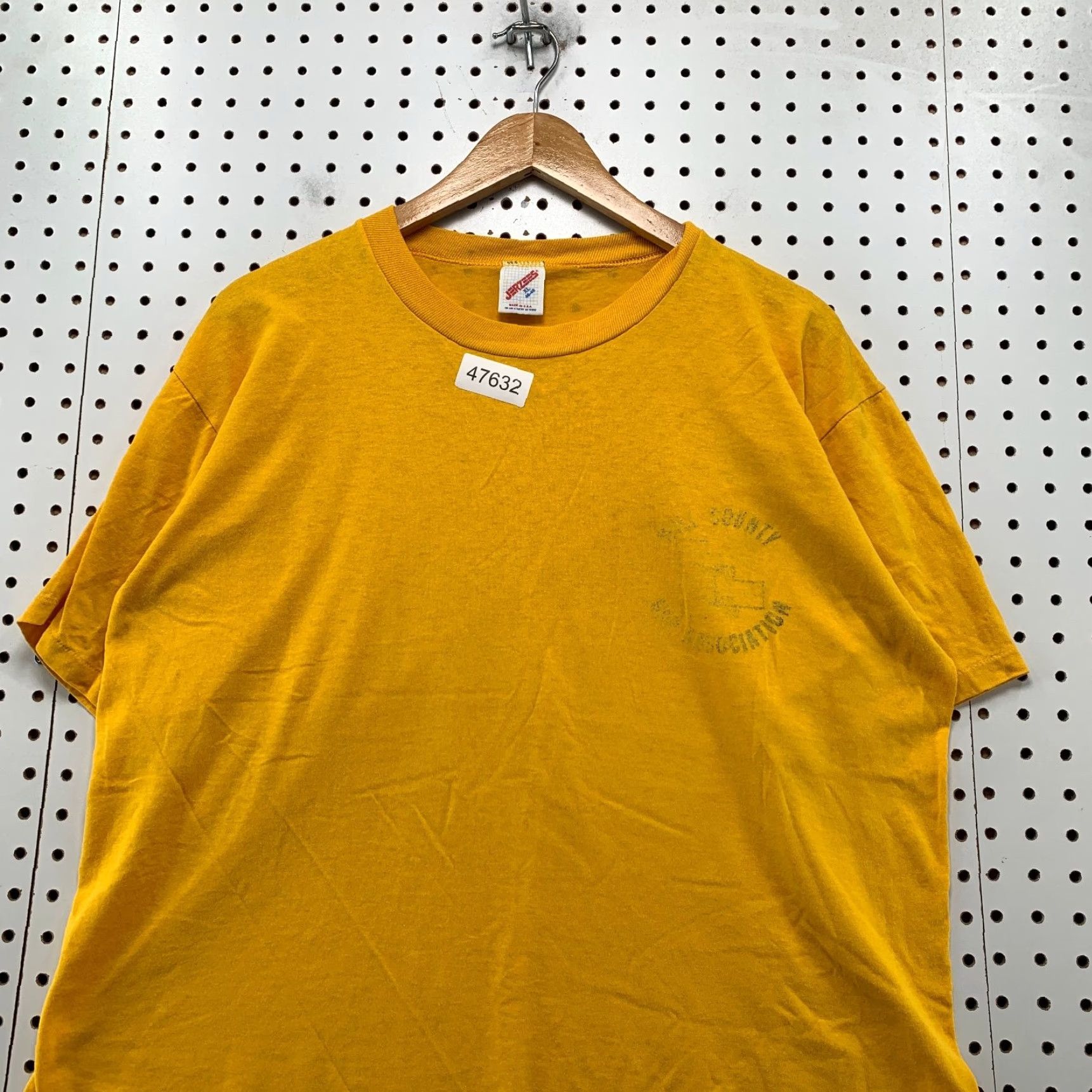 Jerzees VINTAGE Jerzees Yellow Shirt Mens M T-Shirt 80s Bar Association Single Stitch Cotton Crew Neck Short Sleeve Size US M / EU 48-50 / 2 - 4 Thumbnail