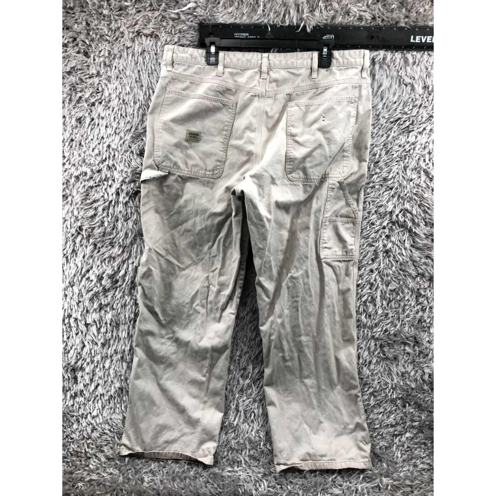 Wrangler Wrangler Originals Straight Carpenter Pants Mens 38x32 Beige Regular Straight 5-Pocket Zip Front Button Zipper logo Denim Knit? Size US 38 / EU 54 - 6 Thumbnail