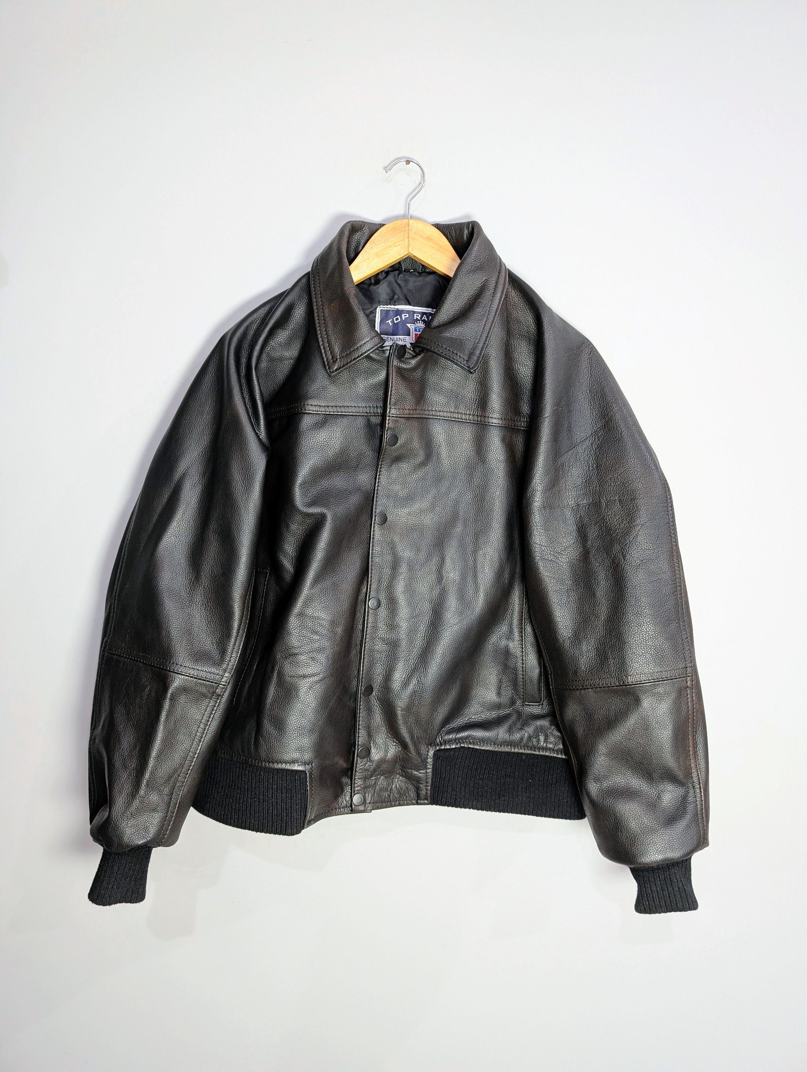 Vintage Oversized Vintage 90s Leather Jacket Retro Size M / US 6-8 / IT 42-44 - 1 Thumbnail