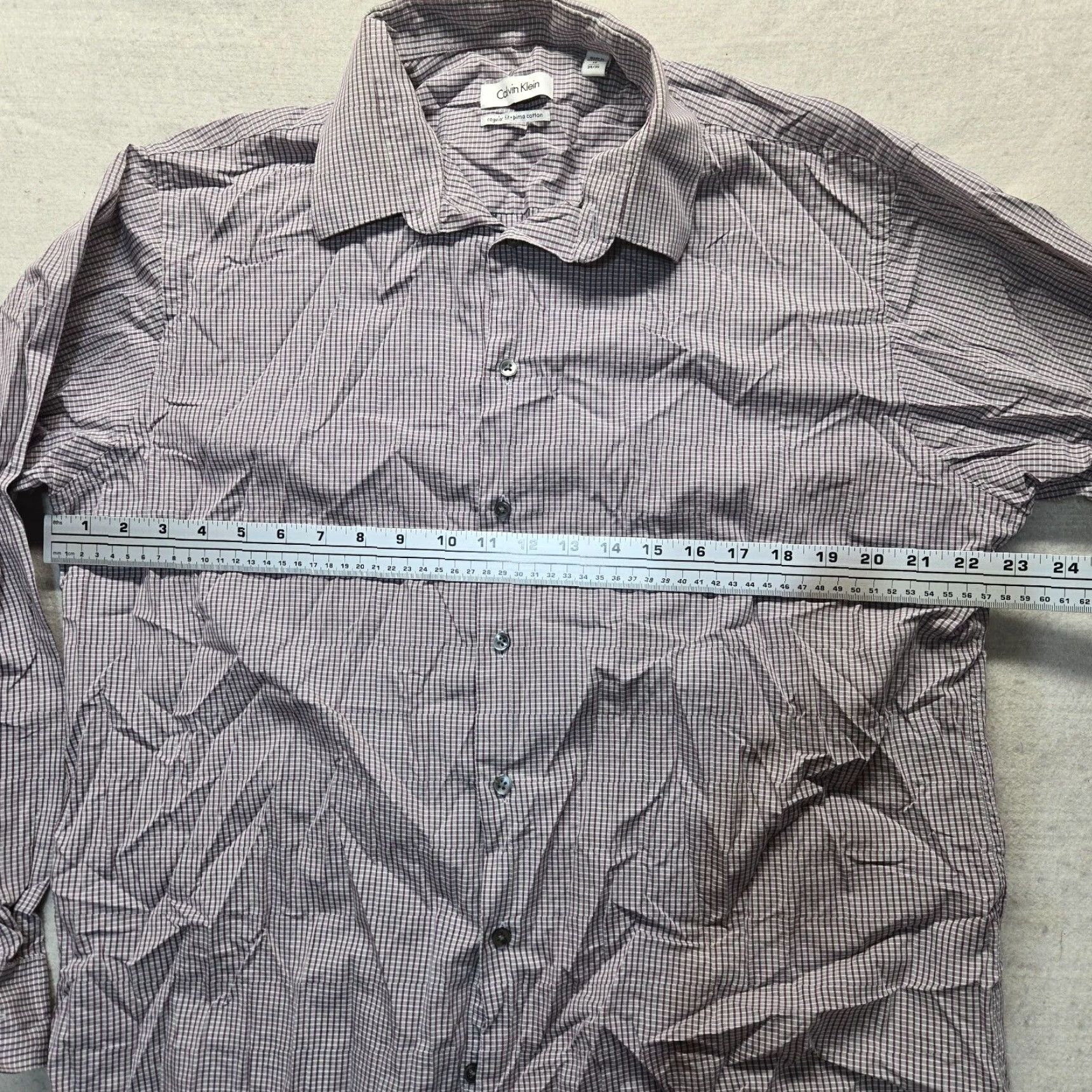 Calvin Klein Calvin Klein Gray Checkered Dress Shirt Adult Men's 17 Slim Fit Long Sleeve Button-Down Size US XL / EU 56 / 4 - 4 Thumbnail