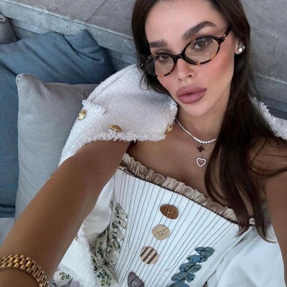Miu Miu Miu Miu MU04ZSF VAU08N Sunglasses Honey Havana Oval Frame Size ONE SIZE - 5 Thumbnail