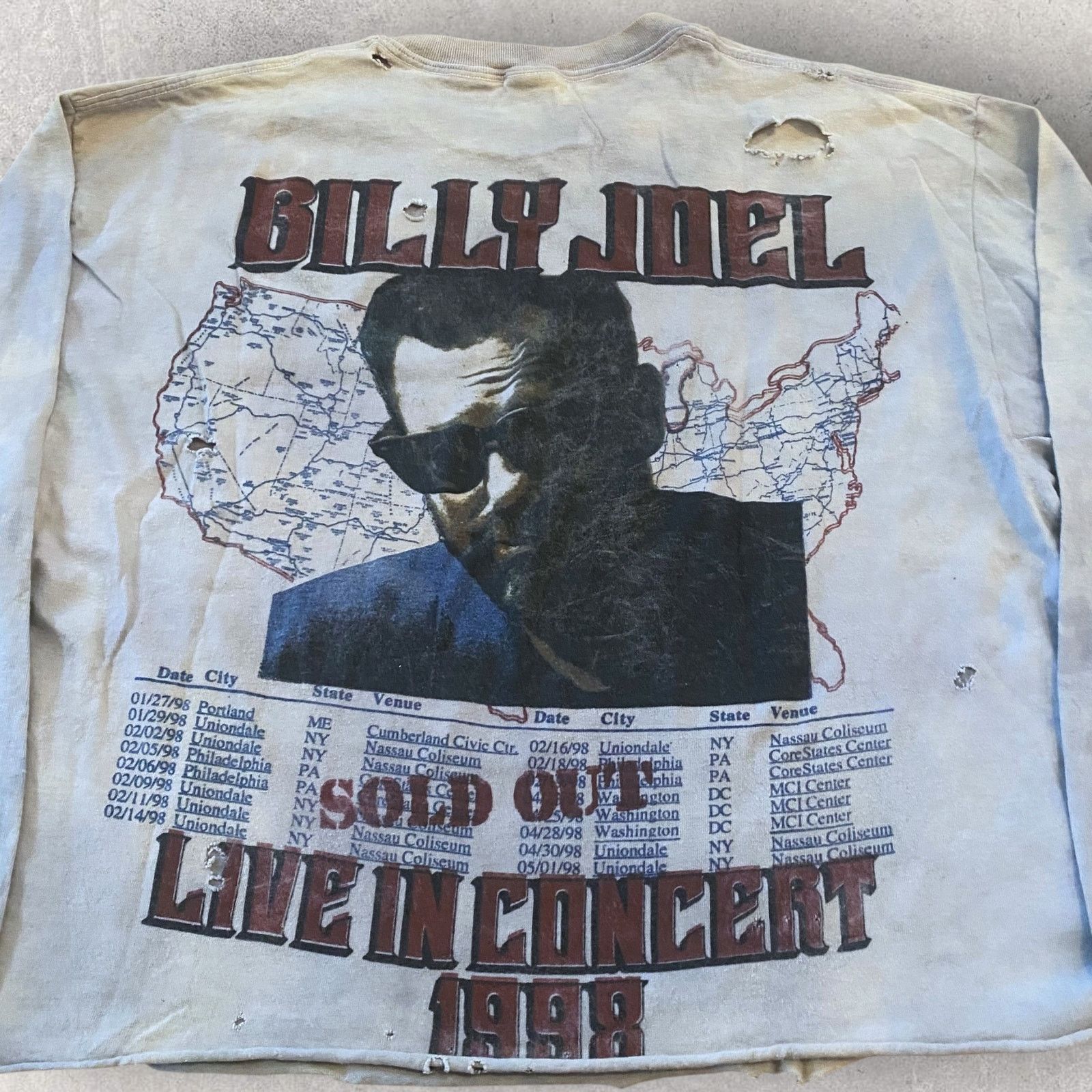 Band Tees Vintage 1988 Billy Joel Tour Distressed Cropped T Shirt Size US XL / EU 56 / 4 - 4 Thumbnail
