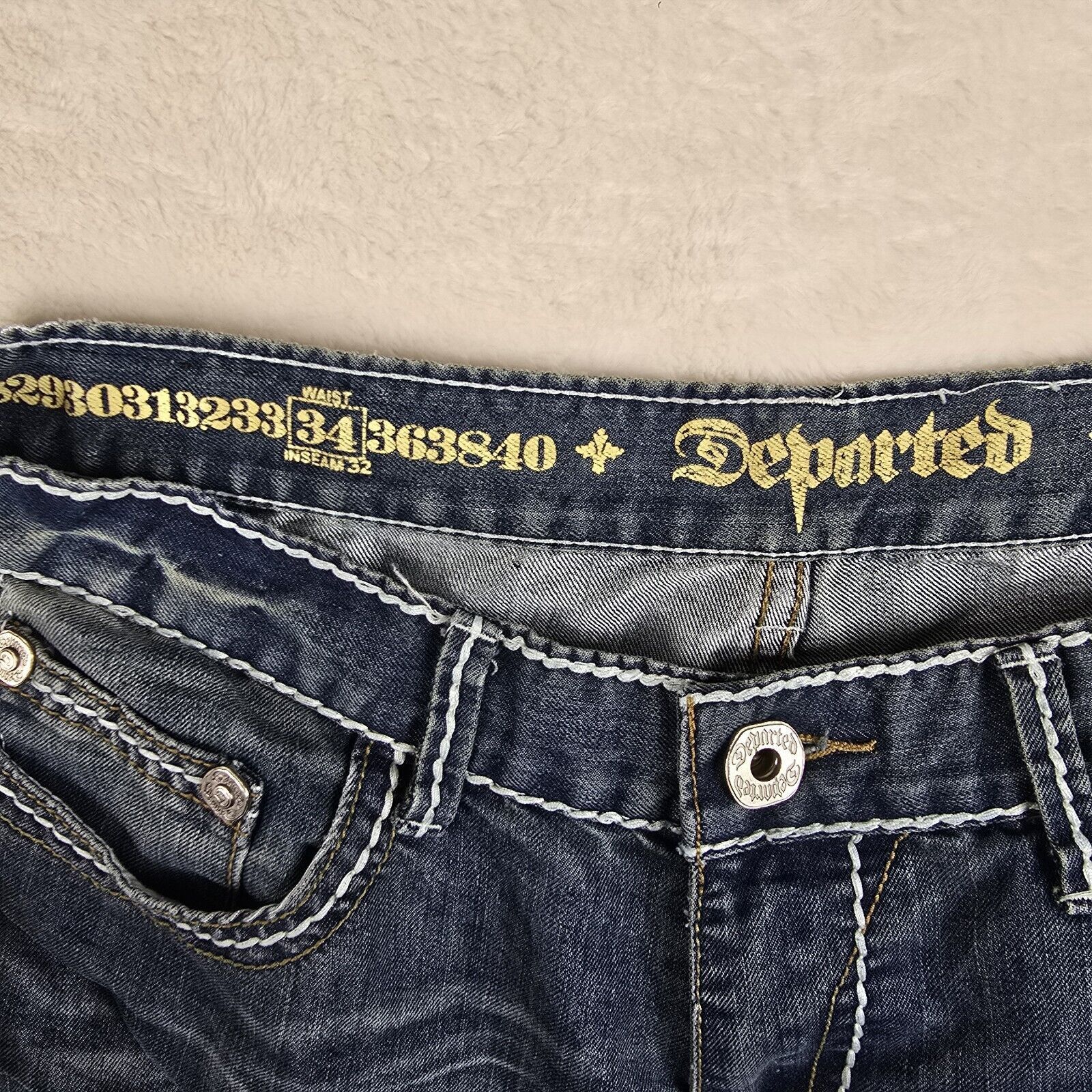 Other Departed Jeans Mens 34X32 Blue Denim Classic McFadden Ave Size US 34 / EU 50 - 6 Thumbnail