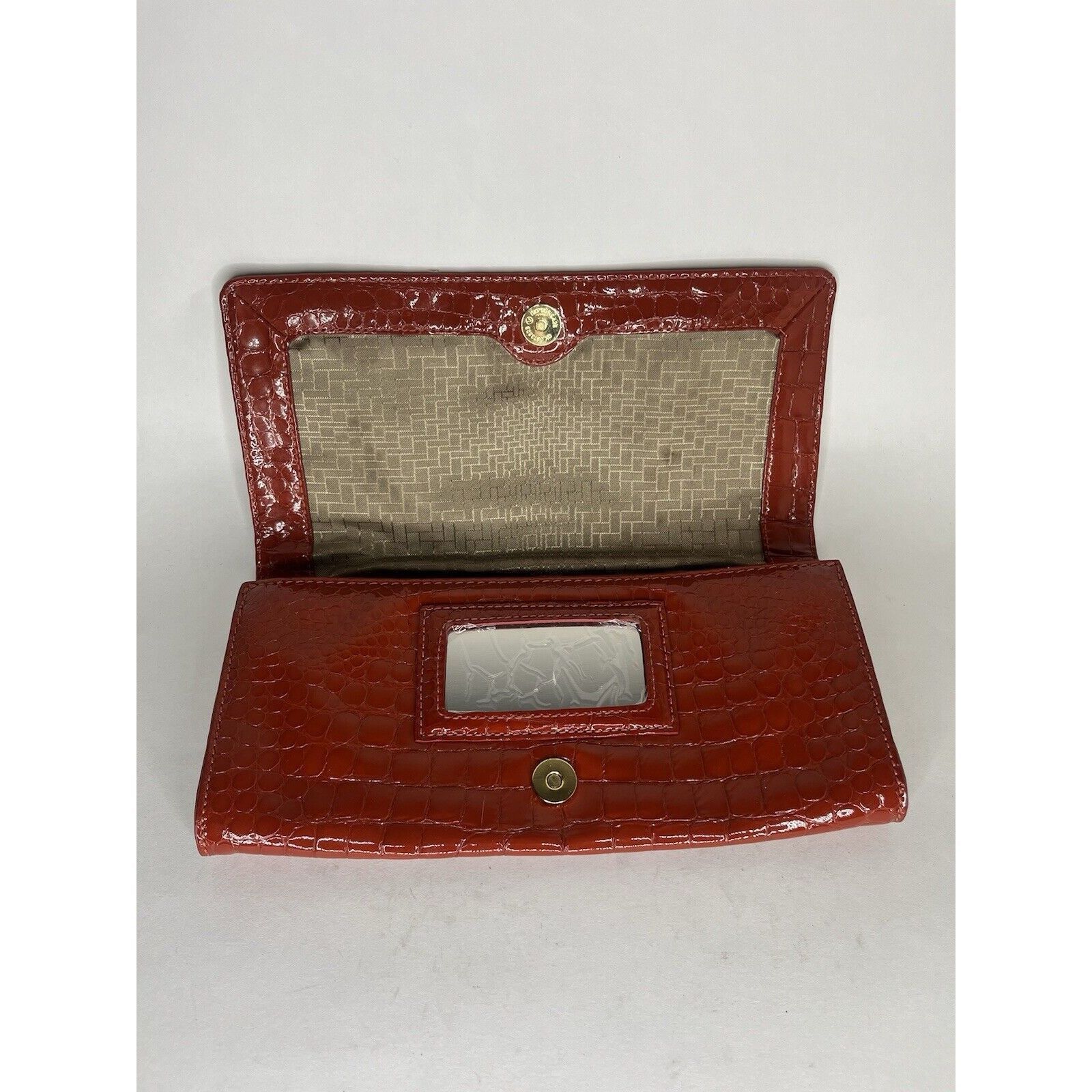 Cole Haan Cole Haan Pouch Wallet Red Orange Croc Patent Zip Mirror Org Size ONE SIZE - 4 Thumbnail