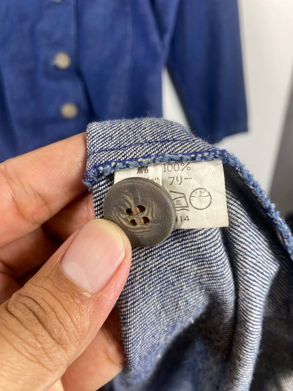 Japanese Brand vintage japanese brand open collar long denim jacket Size US L / EU 52-54 / 3 - 4 Thumbnail