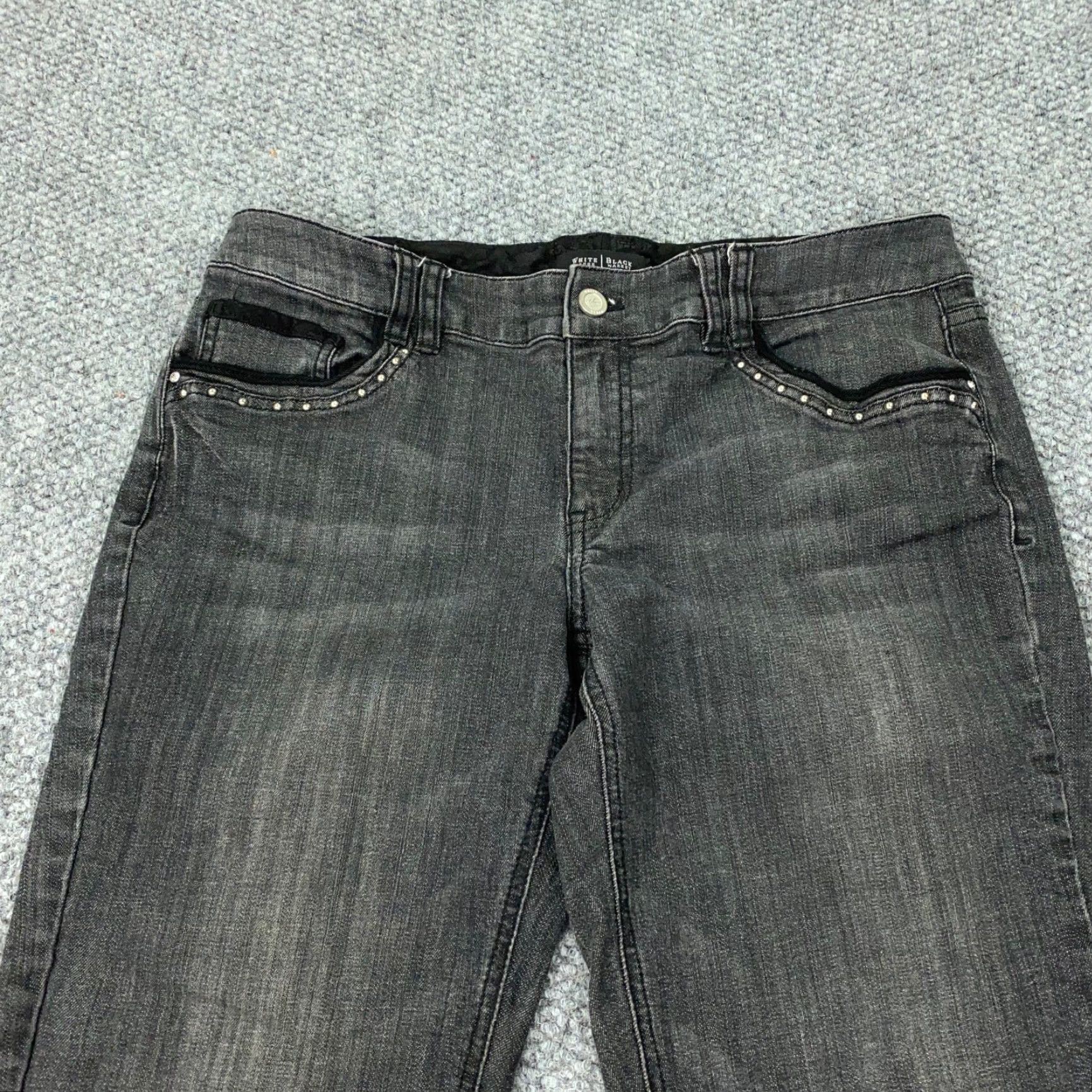 White House Black Market White House Black Market Womens Jeans Slim Straight 10 Regular Black Denim 31in Inseam Stretch 90s? Size 33" - 2 Thumbnail