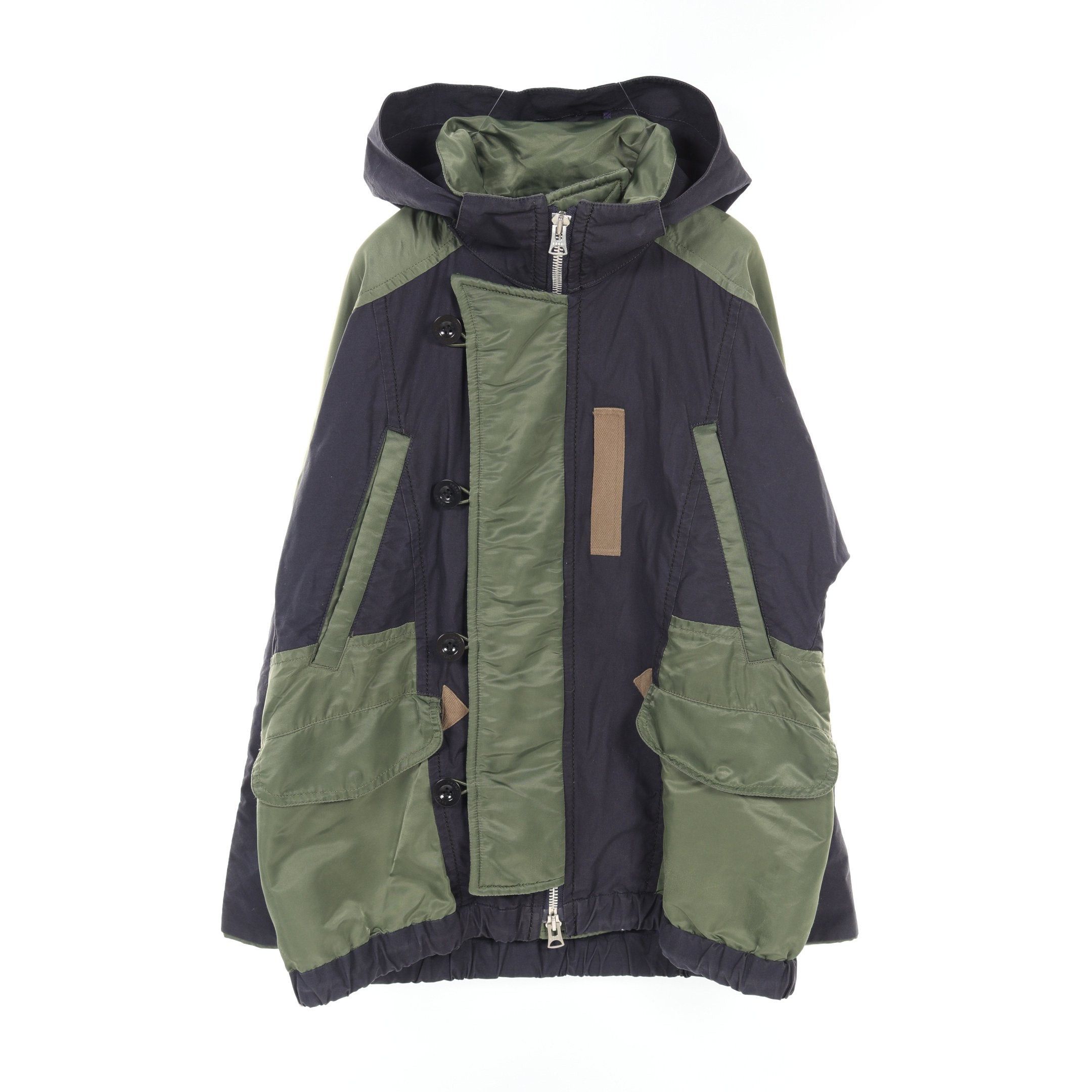 Sacai Sacai Hybrid Military Blouson Cotton Nylon Green Dark Navy Hooded Size ONE SIZE - 1 Thumbnail