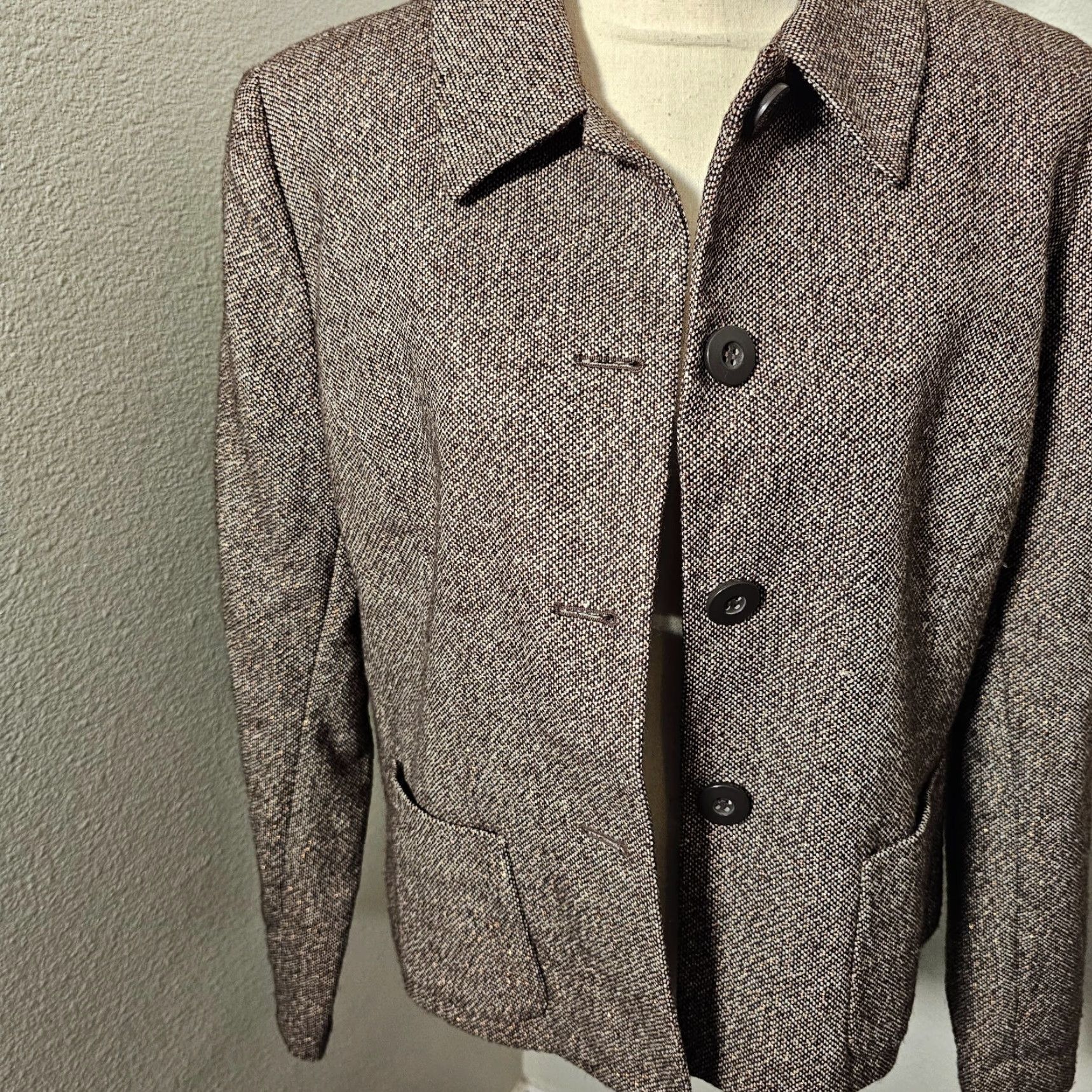 Vintage VINTAGE Chadwick's Blazer Womens 16 Brown Jacket Button Pockets Lined Wool Blend Tweed Short Tailored Classic Urban Collegiate 80s 90s Mens Womens? Size XXL / US 16-18 / IT 52-54 - 5 Thumbnail