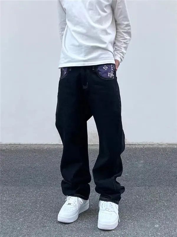 VIBE Black High Street Hip Hop Printed Wide Leg Jeans Size US 34 / EU 50 - 8 Thumbnail