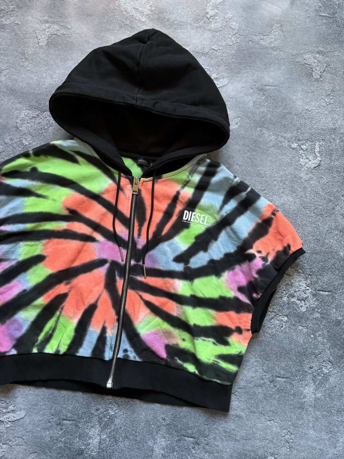 Diesel Vintage Diesel Y2K Tie-dye Multicolour Sleeveless Hoodie Size M / US 6-8 / IT 42-44 - 3 Thumbnail