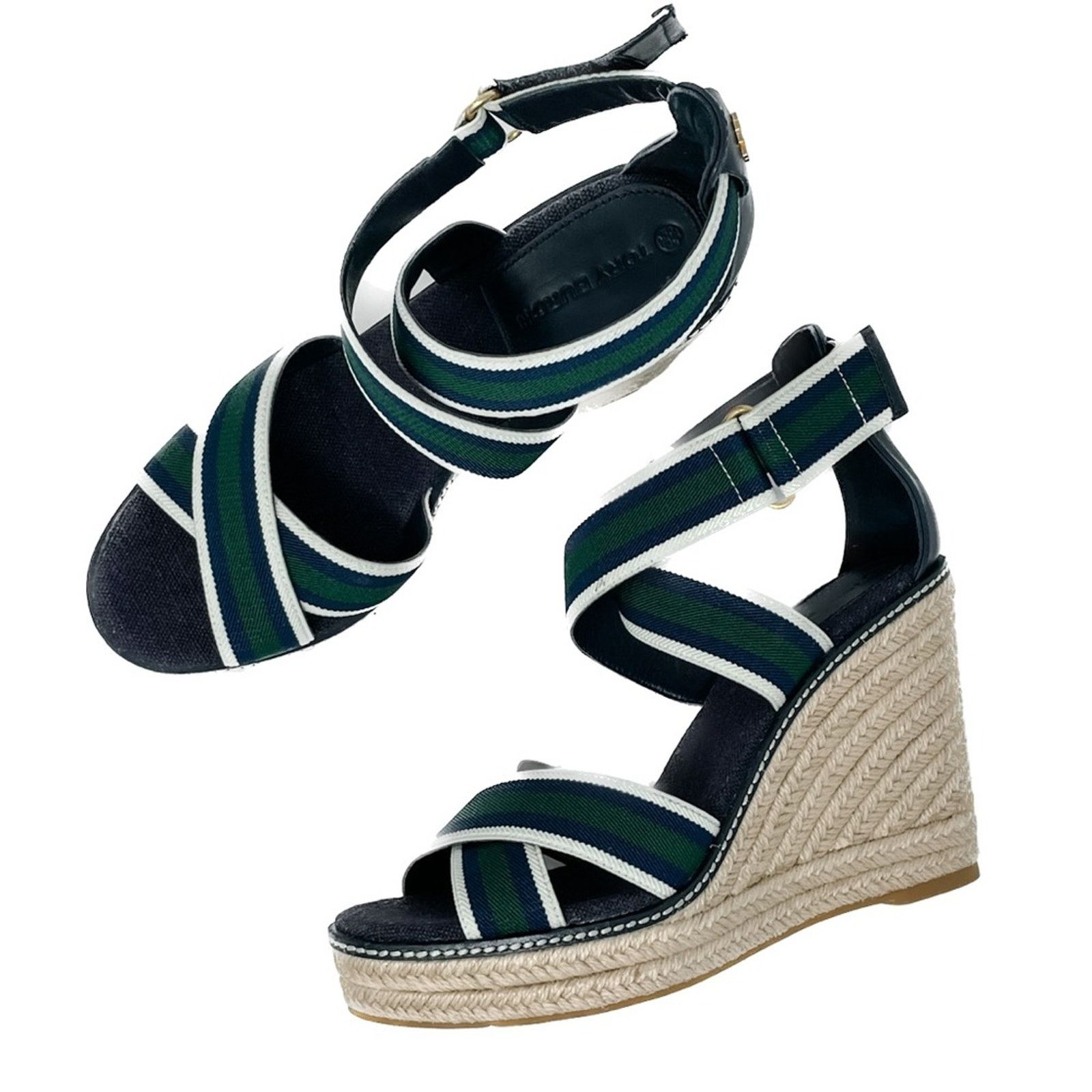 Tory Burch Tory Burch Frieda Stripe Canvas Leather Espadrilles size 9.5 Size US 9.5 / IT 39.5 - 13 Thumbnail