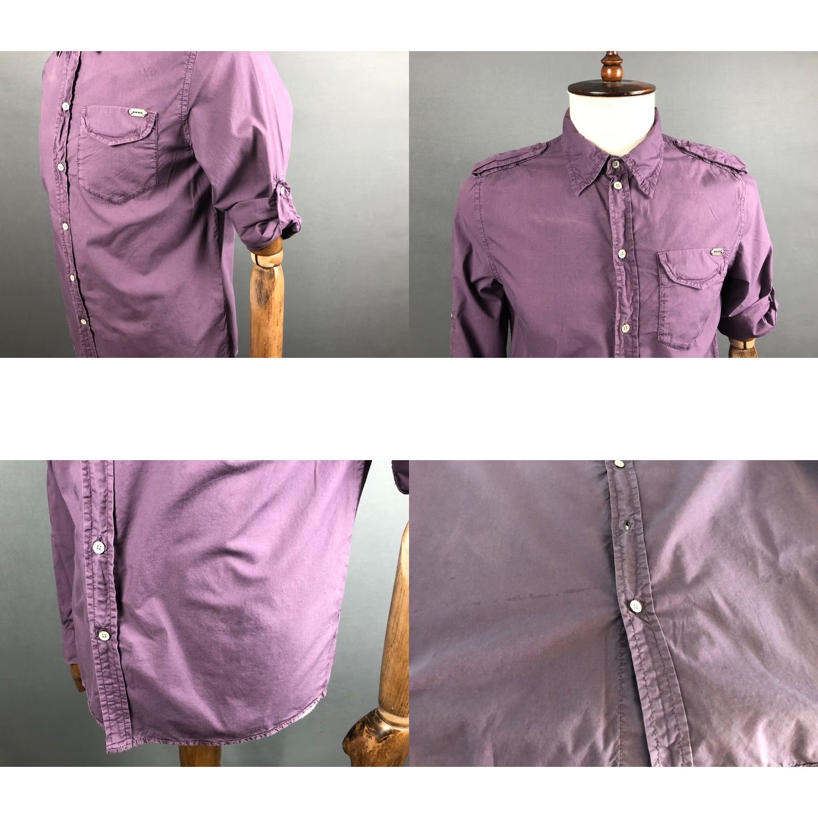 Diesel Diesel Shirt 2XL Purple Cotton Roll-Tab Sleeves Button Up Men’s Size US XXL / EU 58 / 5 - 8 Thumbnail